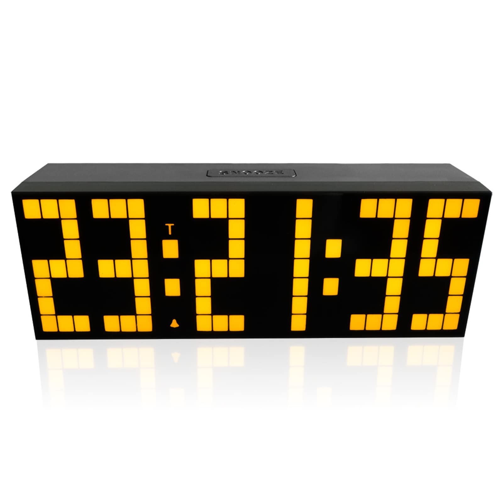 **9.6-inch LED Wall & Desk Clock with Temperature, Time, Date Display - Countdown Timer & Snooze Mode - Yellow Word Design - Perfect for Home, Office, Bedroom & Kitchen**
