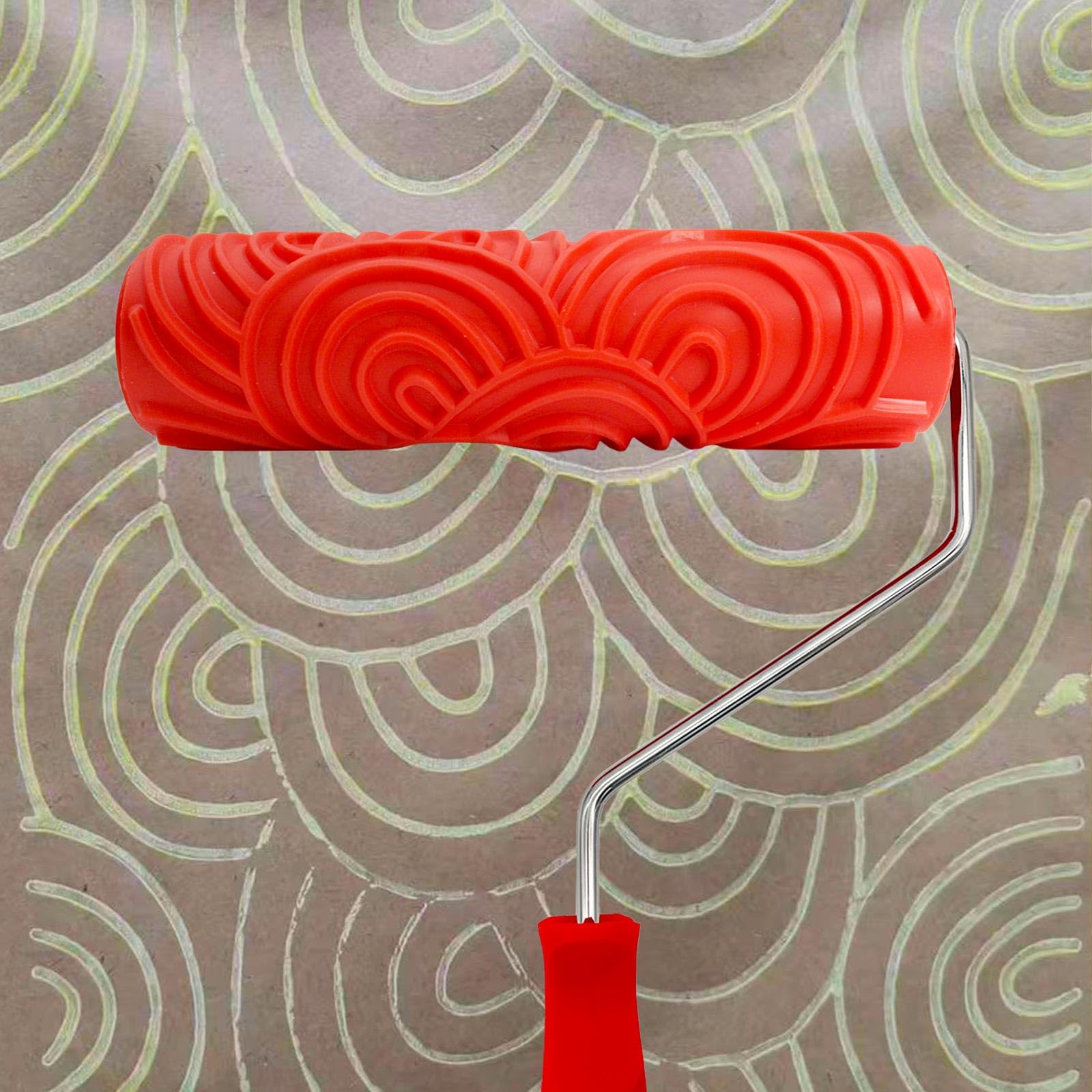 XWADJCD 7 Inch Decorative Paint Roller with Plastic Handle - DIY Wall Texture Roller for Faux Finish, Stencil Patterns & Home Decor Projects (Style 3) | Perfect for Accent Walls, Furniture Upcycling & Creative Painting Techniques