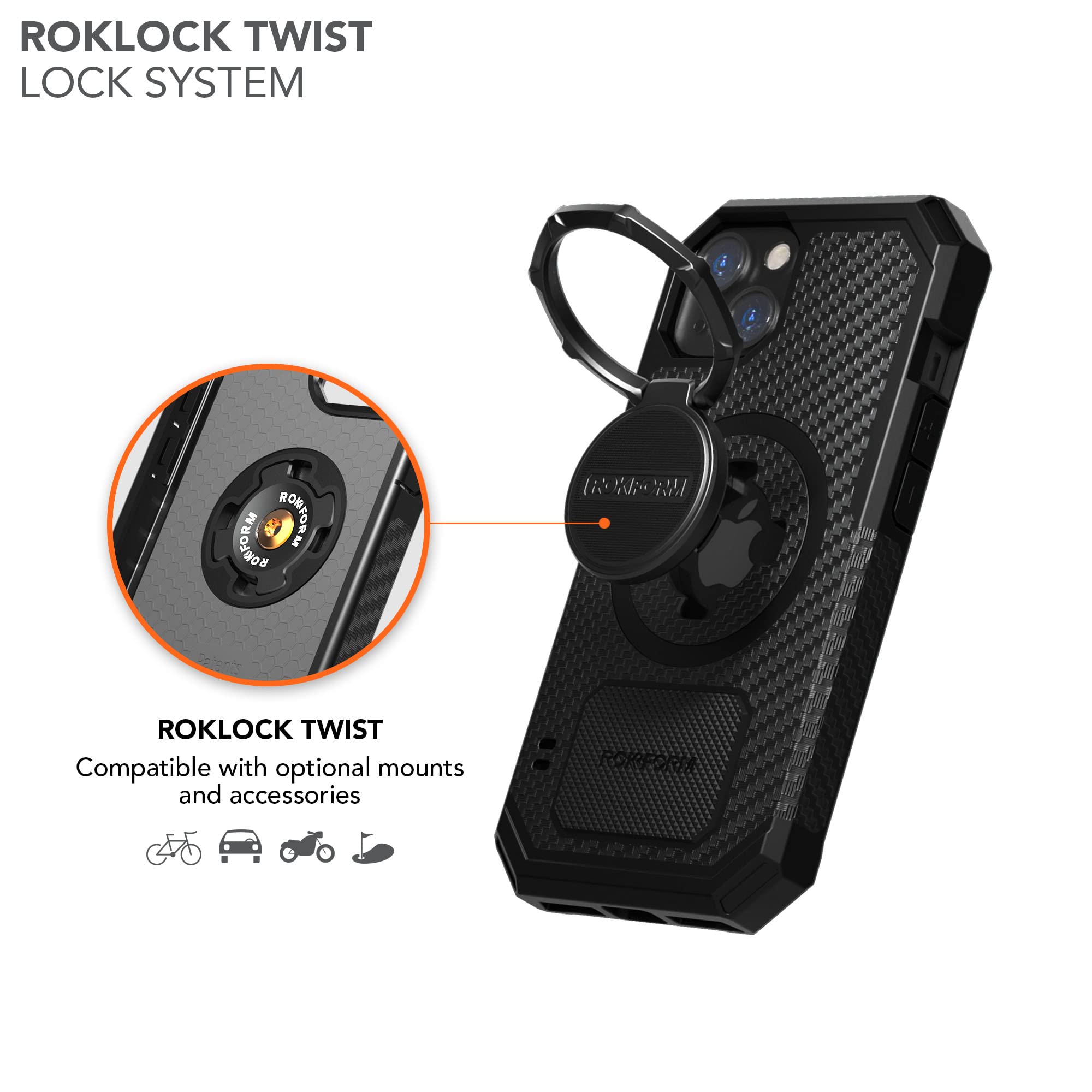 Rokform Rugged Series iPhone 13 Case - Dual Magnet & MagSafe Compatible, Magnetic Protective Cover with RokLock Twist Lock, Drop Tested Armor (Black) - Perfect for Outdoor Adventures & Active Lifestyles