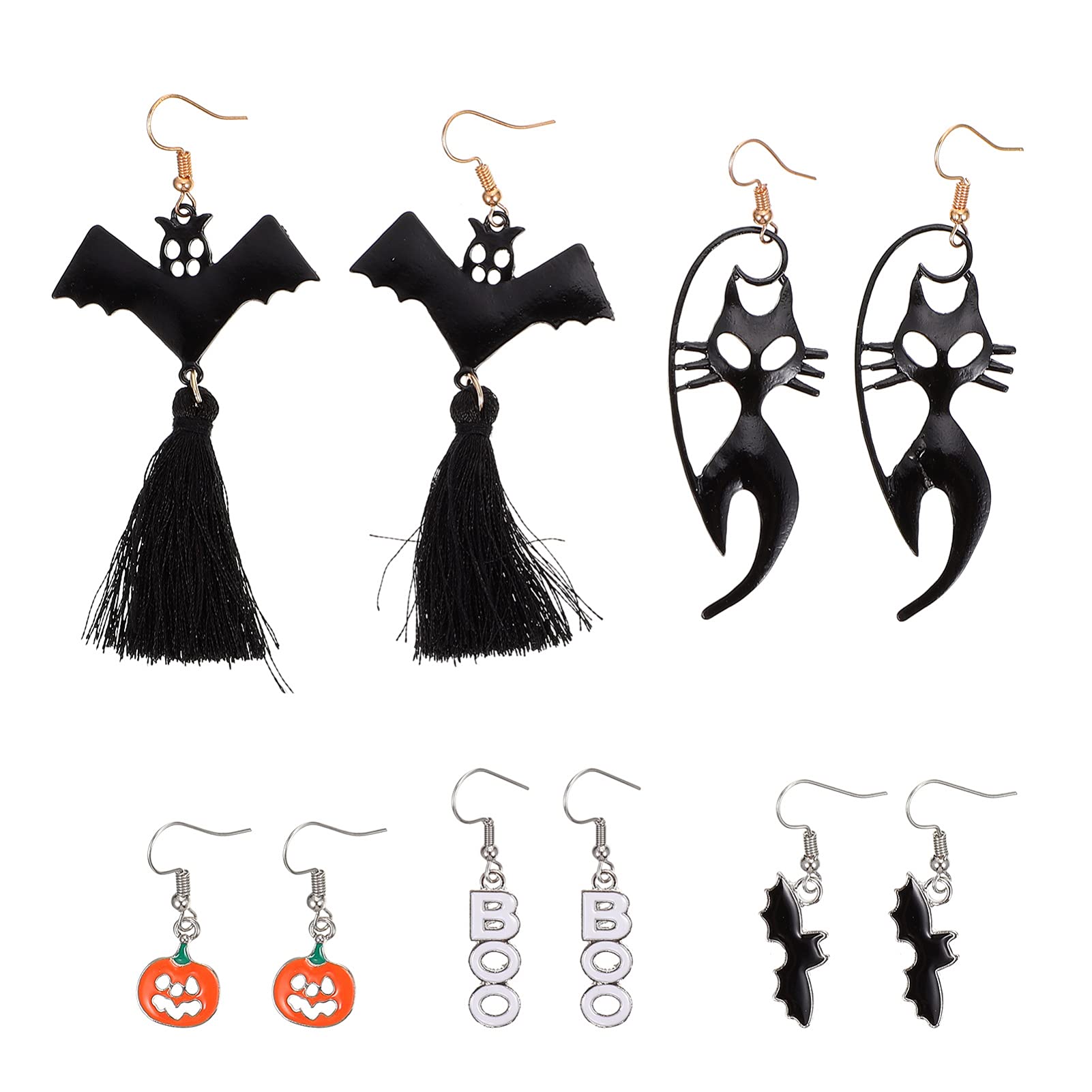 DOITOOL 10Pcs Women's Halloween Earrings Set - Spider Web, Tassel & Pumpkin Drop Dangle Earrings for Costume Parties & Festive Outfits