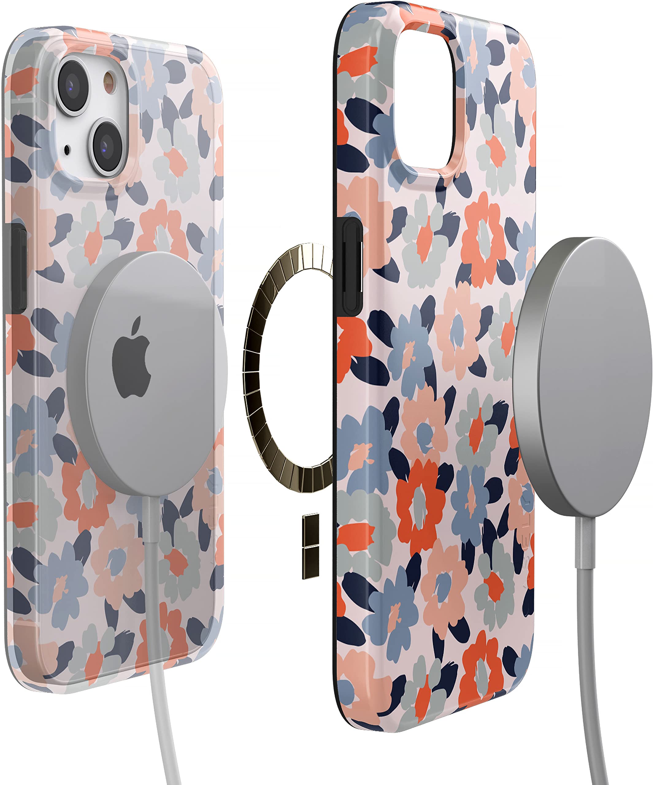 Casely iPhone 13 Case with MagSafe Compatibility - Pastel Floral Design & Field of Flowers Pattern | Slim Protective Cover for Everyday Use, Work & Travel