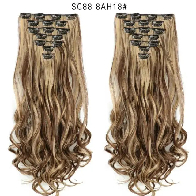 Clip on Hair Extensions 6pc Set - Human Hair Clip Ins for Volume & Length - Easy to Use & Reusable - Perfect for Parties, Weddings & Everyday Styling
