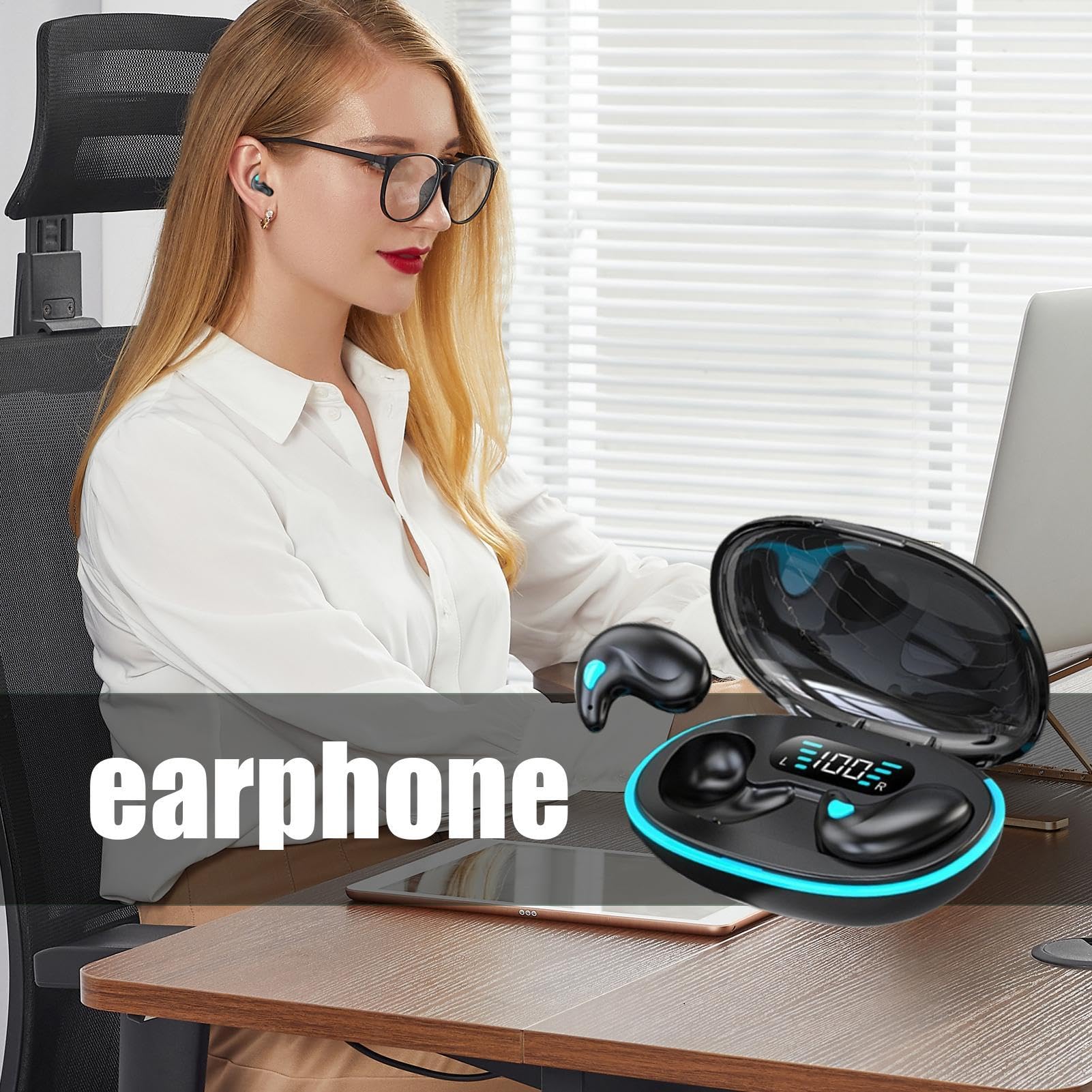 Wireless Bone Conduction Headphones for Sleeping - Bluetooth Earbuds with Noise Cancelling & Charging Case | Comfortable Side Sleeper Earphones for Fishing, Cycling, Running & Night Use