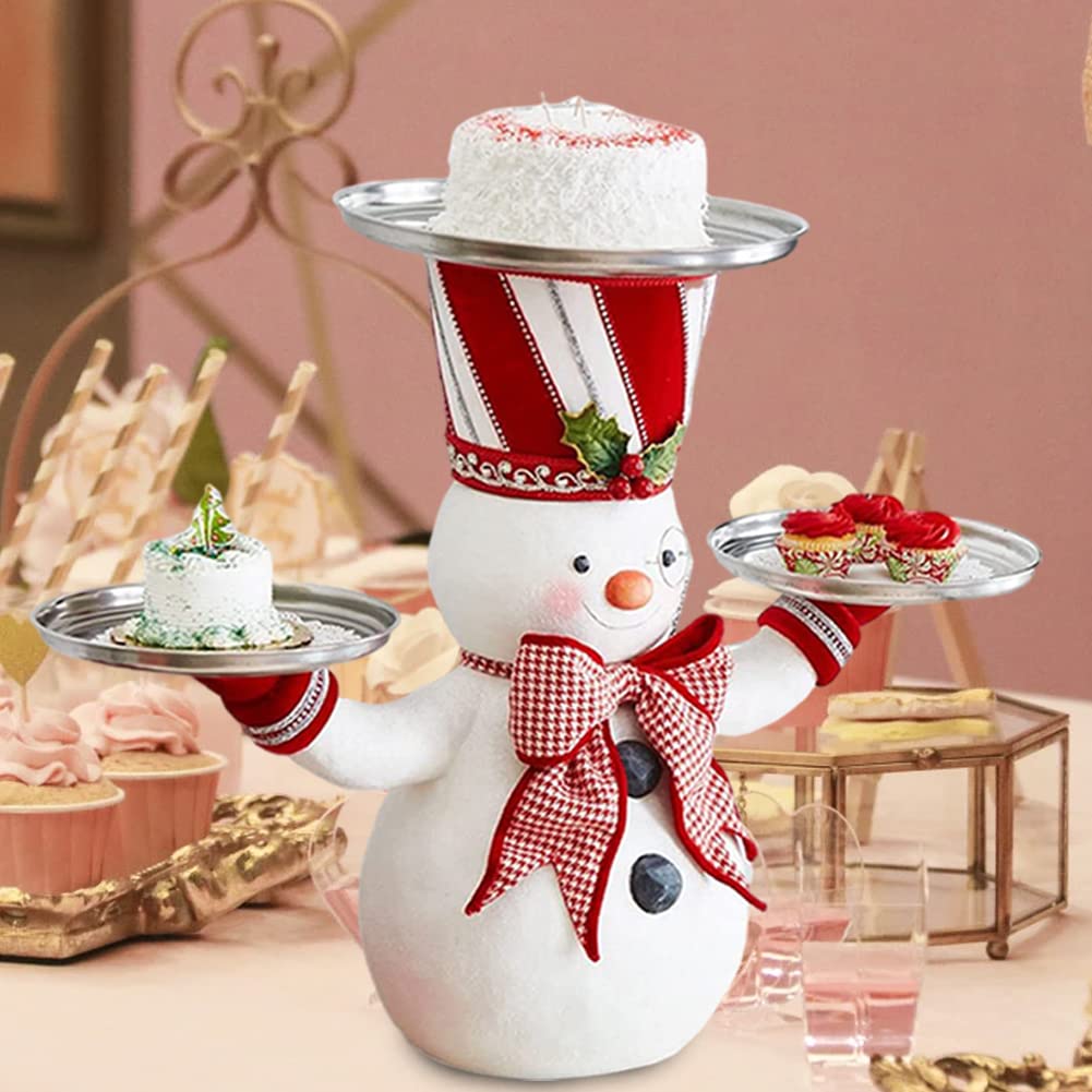Christmas Snowman Treats Holder - Santa Butler with Tray, Resin Snowman Figure Snack Plate for Holiday Parties, Xmas Decorations (Size) - Perfect for Christmas Table Centerpiece, Gift Exchange & Festive Home Decor