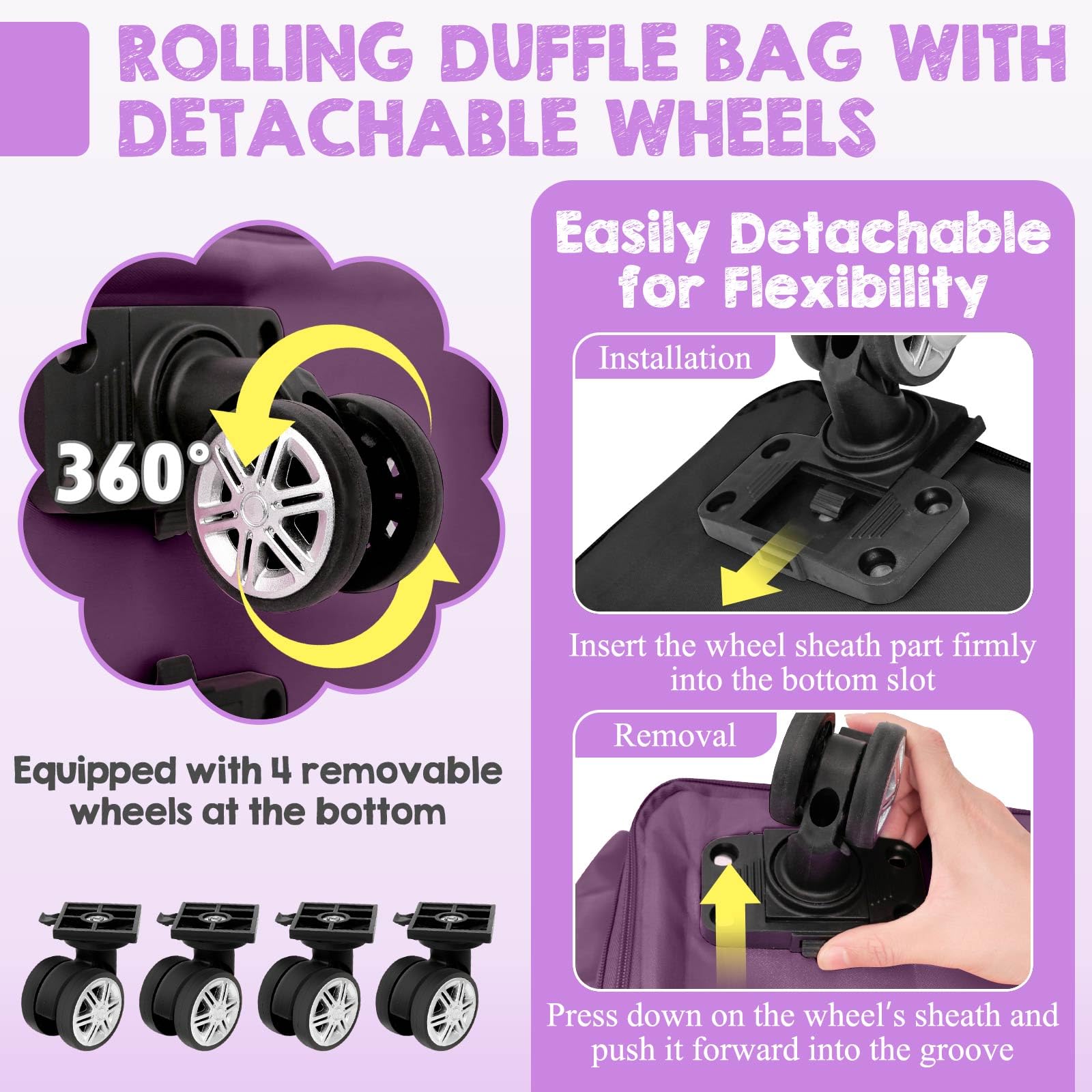 Ranslen Expandable Foldable Wheeled Travel Luggage Bag - Perfect for Airplane Carry-On, Business Trips & Vacation Packing