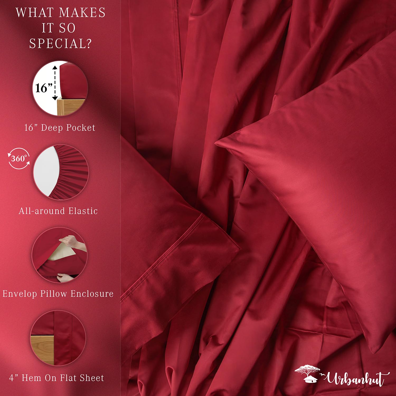 Premium 700 Thread Count Egyptian Cotton Queen Sheet Set - 4Pc Luxury Sateen Weave Bedding with 16