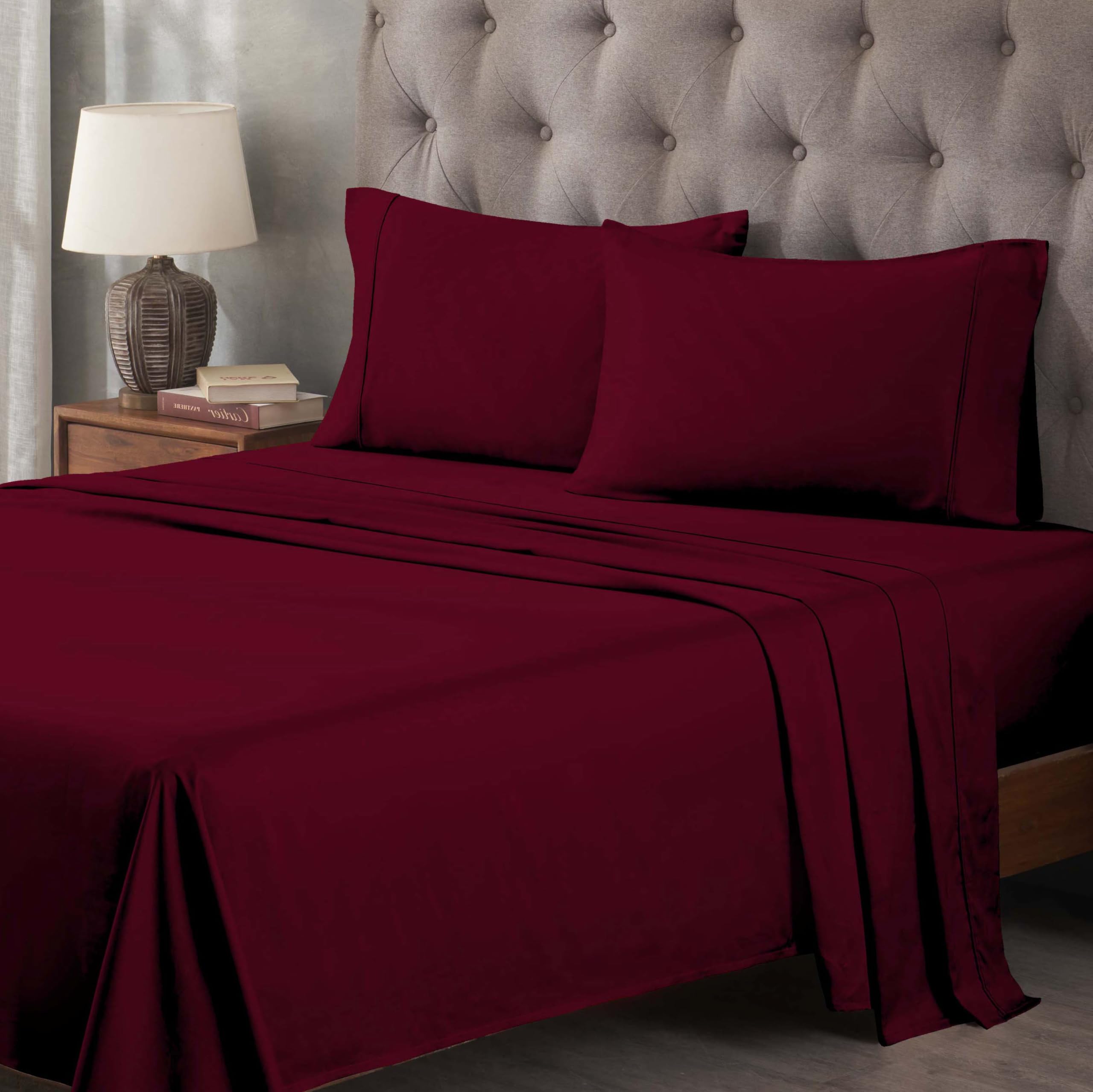 Premium 400-Thread Count 100% Egyptian Cotton Sheet Set - Breathable, Soft Sateen Weave, 18