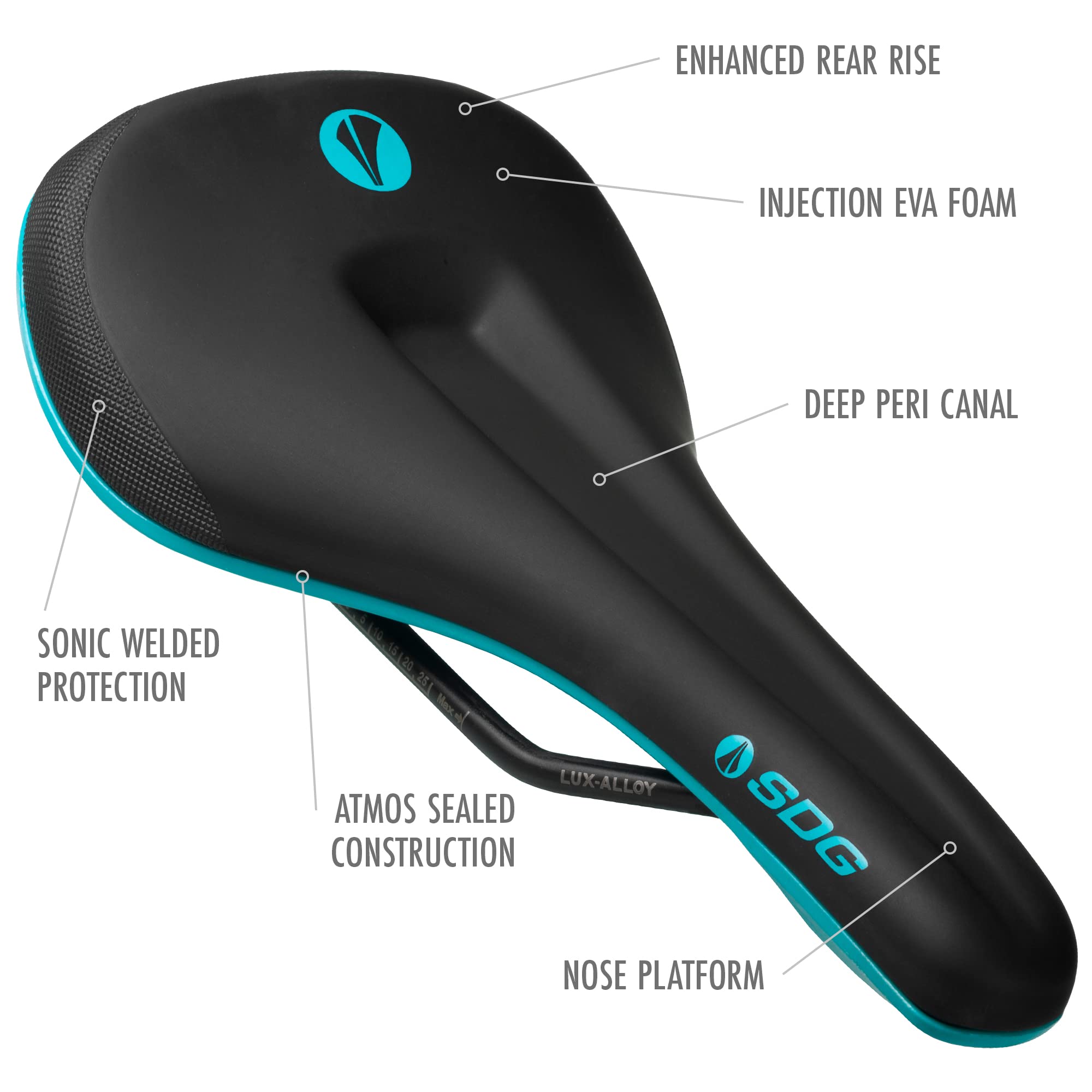 Selle Bel-Air 3.0 MAX Luxury Aluminum Bike Saddle - Black/Turquoise for Road & Mountain Biking
