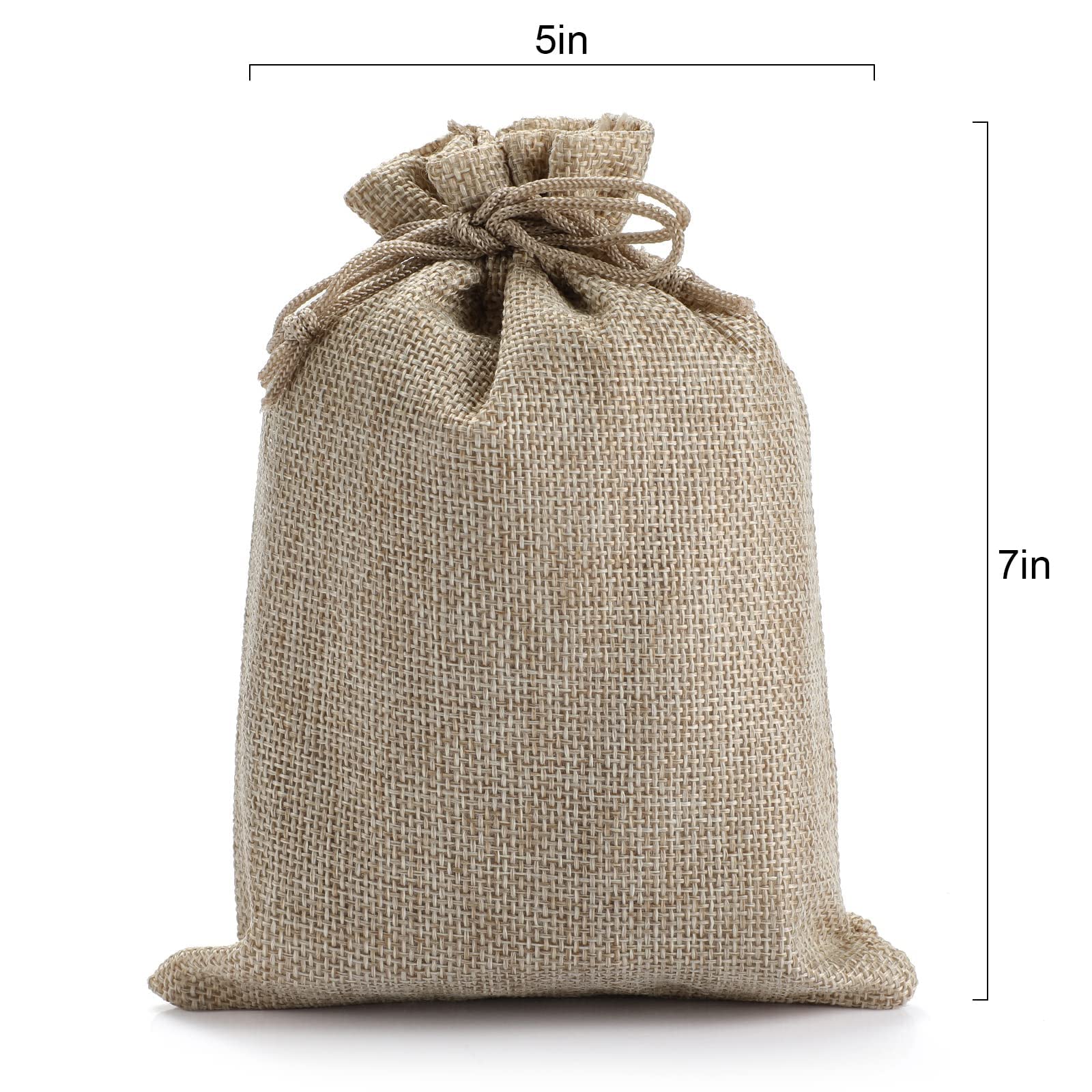 DRQ 5x7 Burlap Drawstring Bags - 30 Pack Natural Jute Favor Sacks for Christmas Gifts, Birthday Party Favors, Wedding Decorations & Home Storage - Eco-Friendly Gift Wrapping & Craft Supplies for DIY Projects