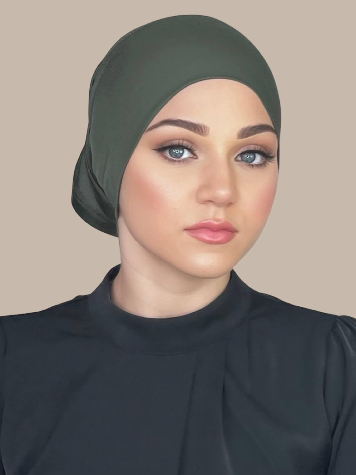 Premium Jersey Underscarf in Army Green - Comfortable & Breathable Headwear for Hijab, Sports, and Everyday Use