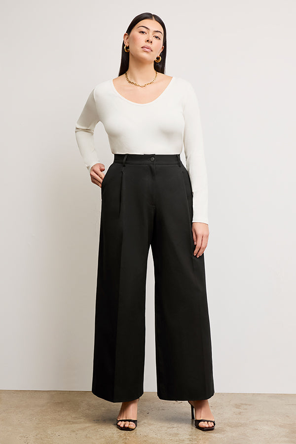 Harrison Wide Pleated Jeans for Women - High Waist Stretch Denim Pants - Comfortable & Stylish Black Jeans for Casual Wear, Work, and Everyday Outfits