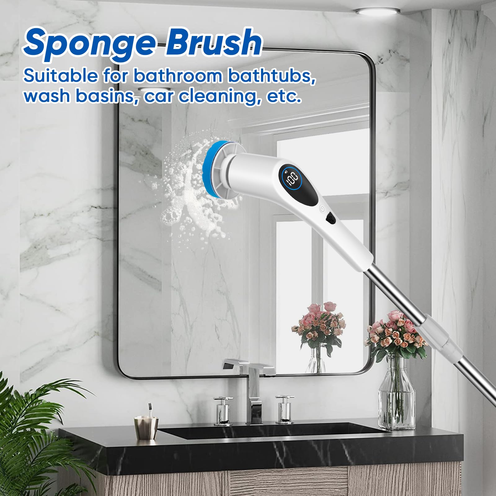 9-in-1 Electric Spin Scrubber with Replaceable Brush Heads - Universal Cleaning Brush Set for All Brands - Bathroom Shower Scrubber & Floor Tile Cleaner - Perfect for Deep Cleaning Tubs, Showers, Sinks, and Grout Lines