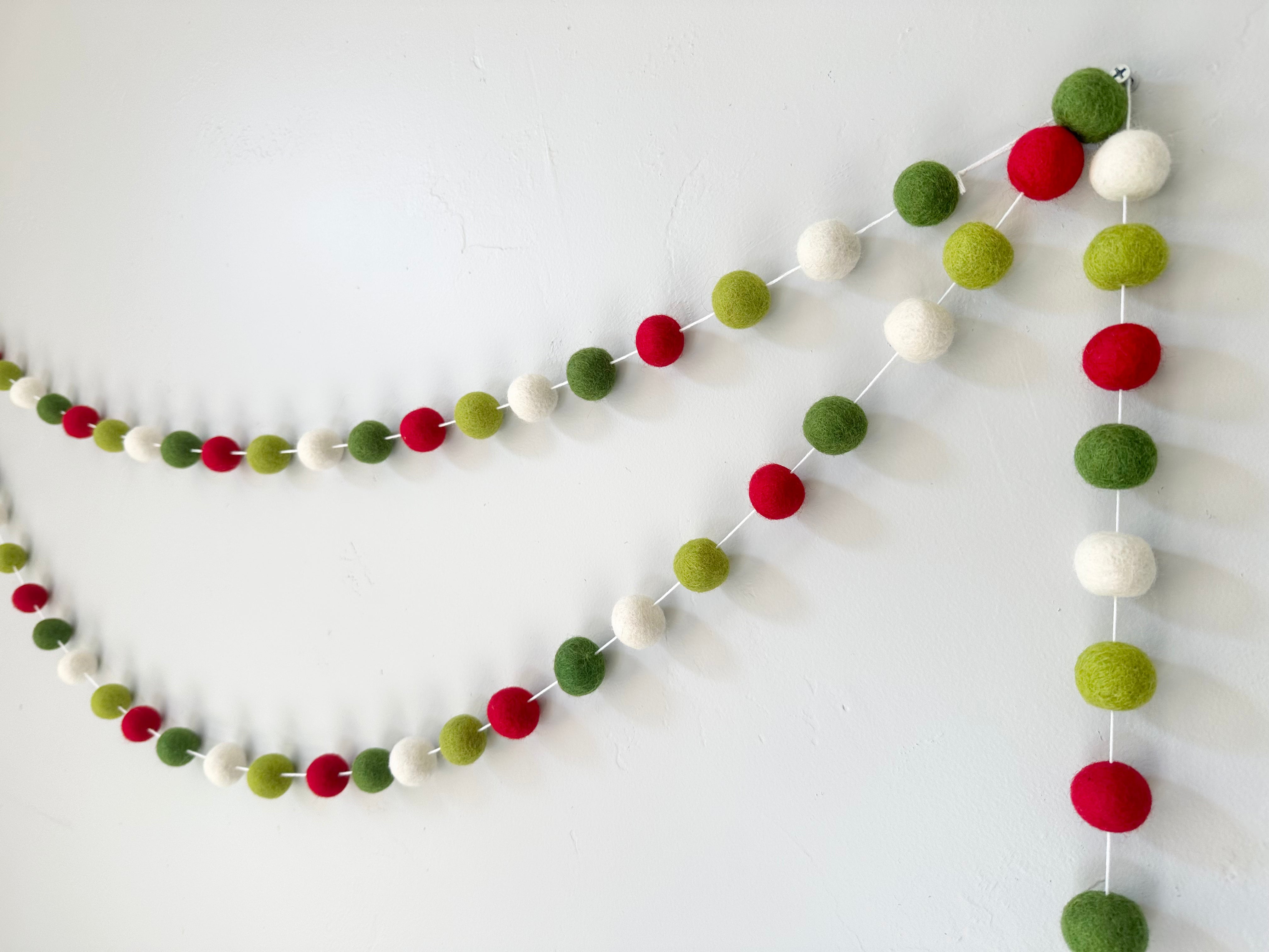 Best Christmas Felt Ball Garland Decorations - 12ft Holiday Party Decor for Tree, Mantel, Wall & Window - Eco-Friendly Wool Felt Balls for Xmas, Wedding, Baby Shower & Home Decor