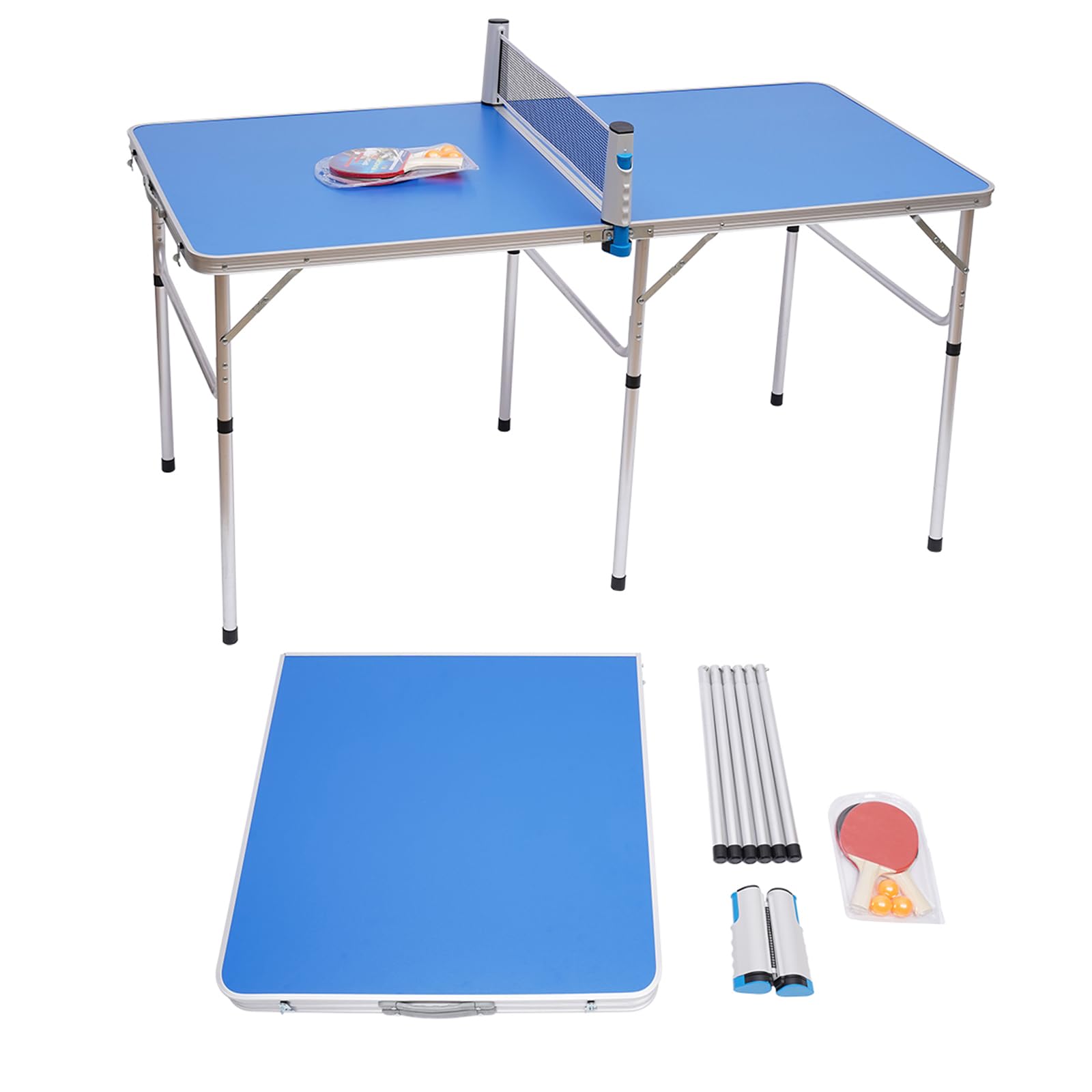 Foldable Preassembled Ping Pong Table Set with Removable Net - Portable Indoor/Outdoor Table Tennis Game for Home, Office & Backyard Fun