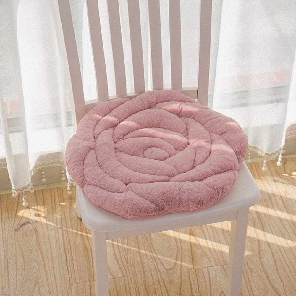 Premium Rose Chair Pad Seat Cushion - Soft Plush Non-Slip Floor & Chair Cushion for Kitchen, Dining Room, Office - Indoor/Outdoor Use (Pink, 18x18 Inches) - Perfect for Home Decor, Reading Nook & Garden Relaxation