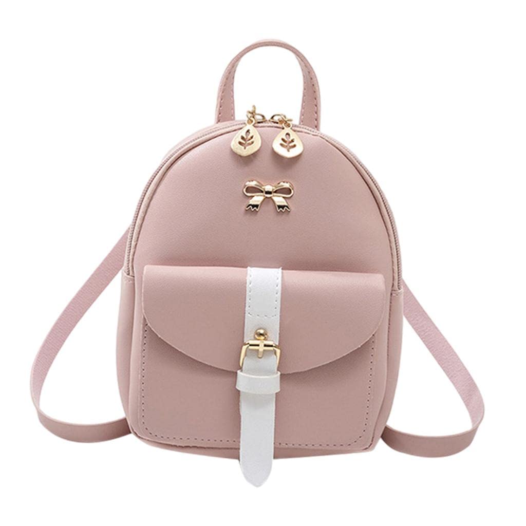 Newmind Mini Backpack for Women & Teens - PU Leather Shoulder Bag in Pink for School & Travel