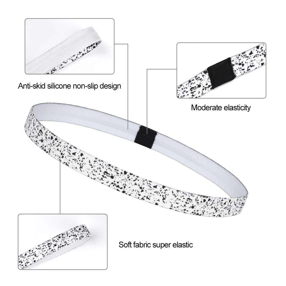 URAQT 5-Pack Non-Slip Sports Headbands for Women & Men - Thick Elastic Sweatbands for Running, Gym, Yoga & Football - Stay Dry During Workouts & Athletic Activities