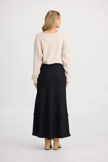 Shanty SH25037 2 Pisa Skirt - Black Linen Midi Skirt for Women | Summer Casual & Boho Style | Perfect for Beach, Vacation & Everyday Wear