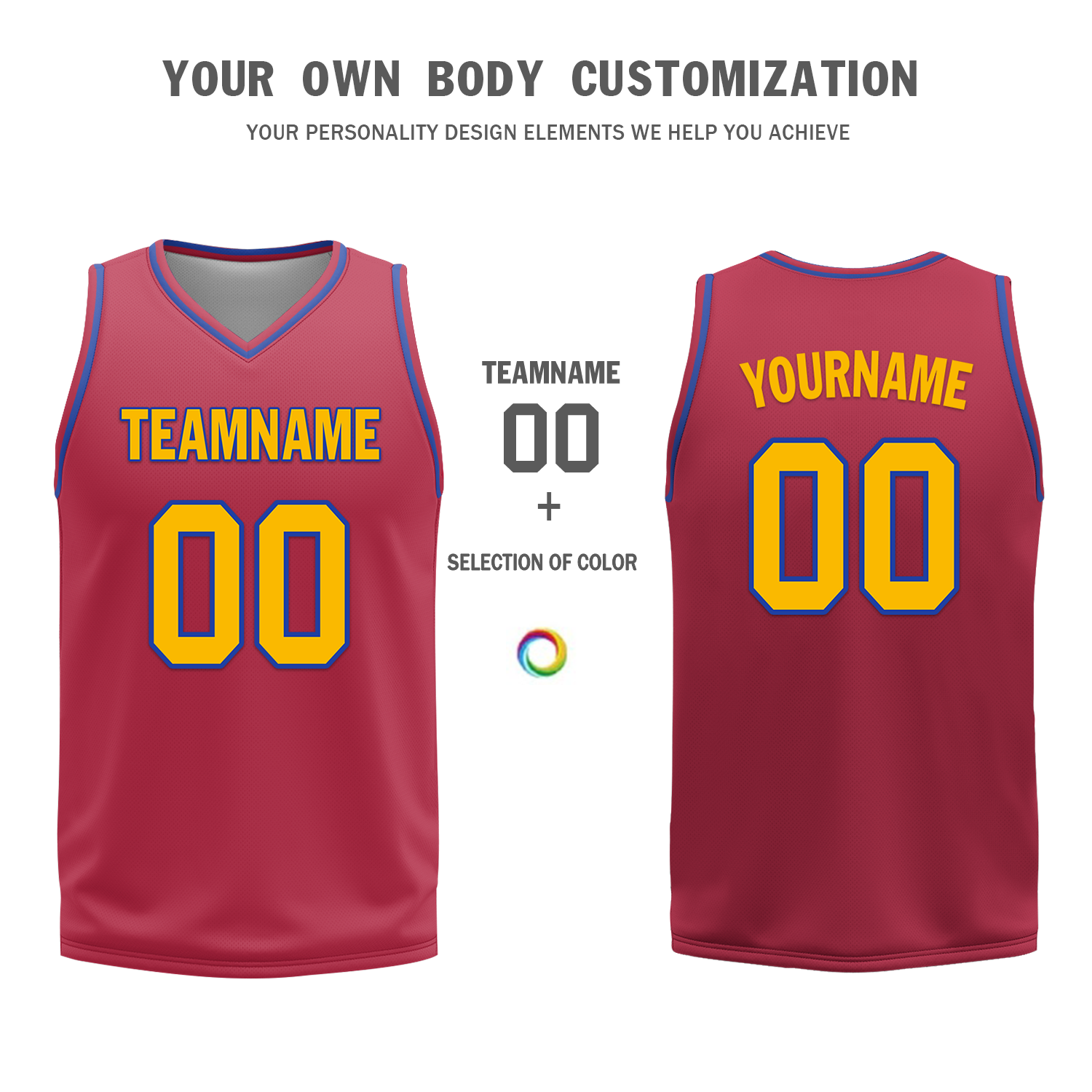 Custom Blue & Red Reversible Basketball Jersey - Personalized COOLMAX BBJR D017029 - Breathable & Moisture-Wicking for Team Games & Training