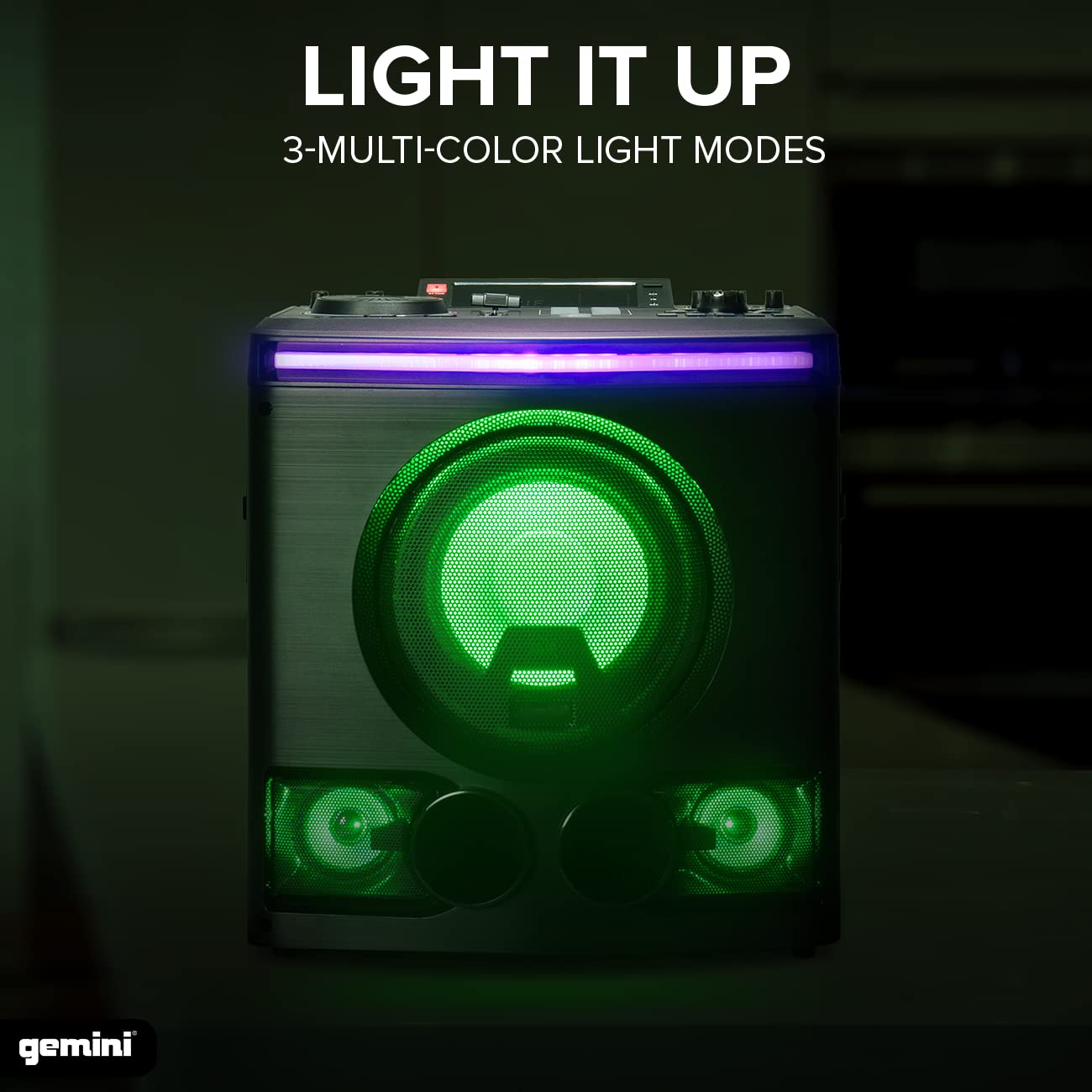 Gemini Sound GPK-800 2400W Bluetooth Karaoke Speaker with USB, FM Radio, Dual Mic Inputs, Multi-Color LED Lights & DJ Sound Effects - Perfect for Home Parties, Events, and Entertainment