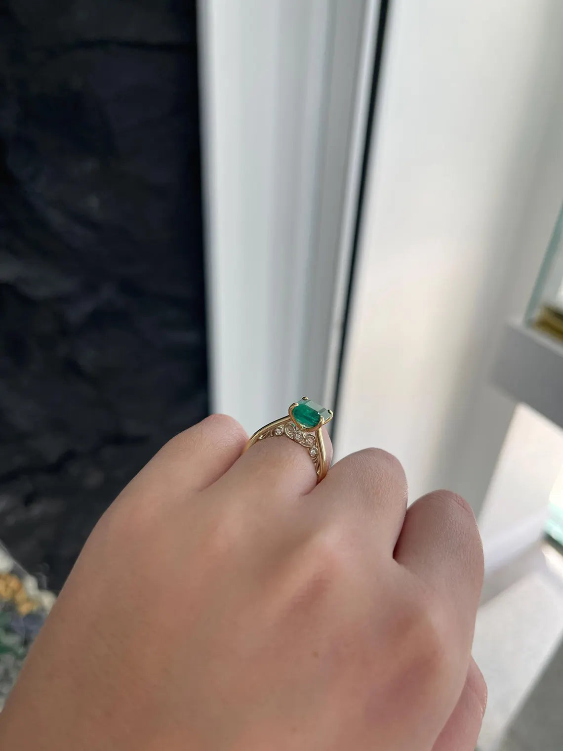 3.19tcw Emerald Cut Lush Green Diamond Engagement Ring with Brilliant Accents - Perfect for Proposals, Anniversaries & Special Occasions