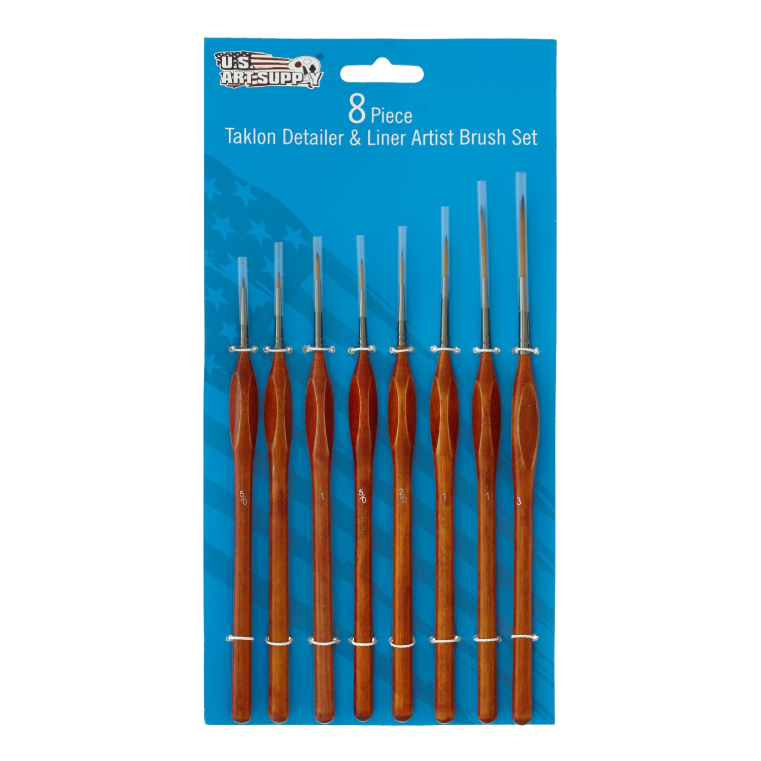 8-Piece Taklon Detail & Liner Artist Brush Set with Wood Comfort Grip Handles - Perfect for Acrylic, Oil & Watercolor Painting - Ideal for Fine Art, Detailing & Miniature Work