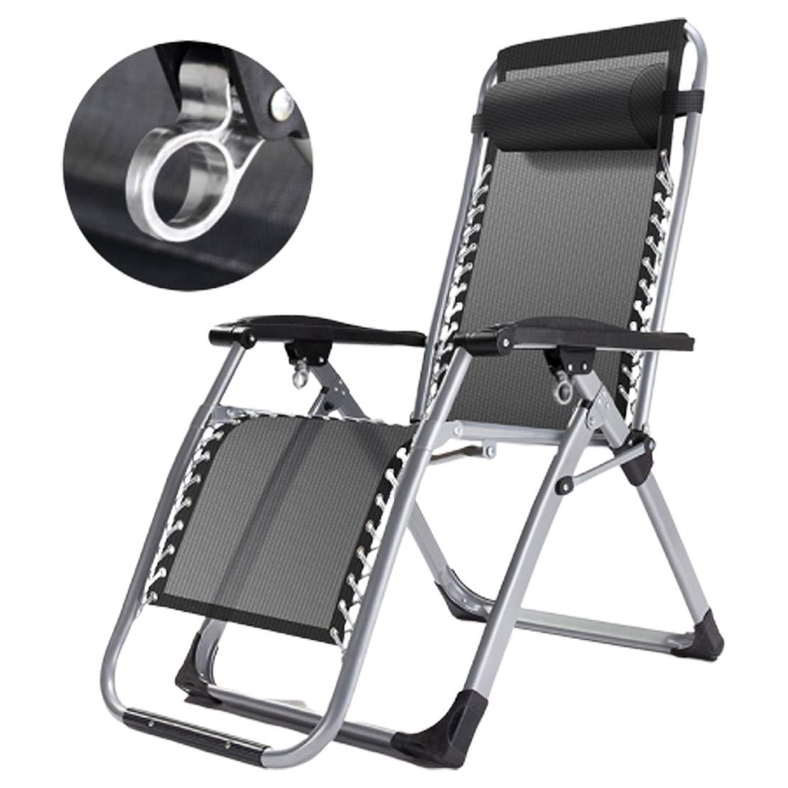 HIOD Folding Recliner Chair - Adjustable Lounge Bed for Patio, Garden, Beach & Indoor Use - Portable Sun Lounger with Cup Holder - Perfect for Relaxing, Sunbathing & Nap Time - Black