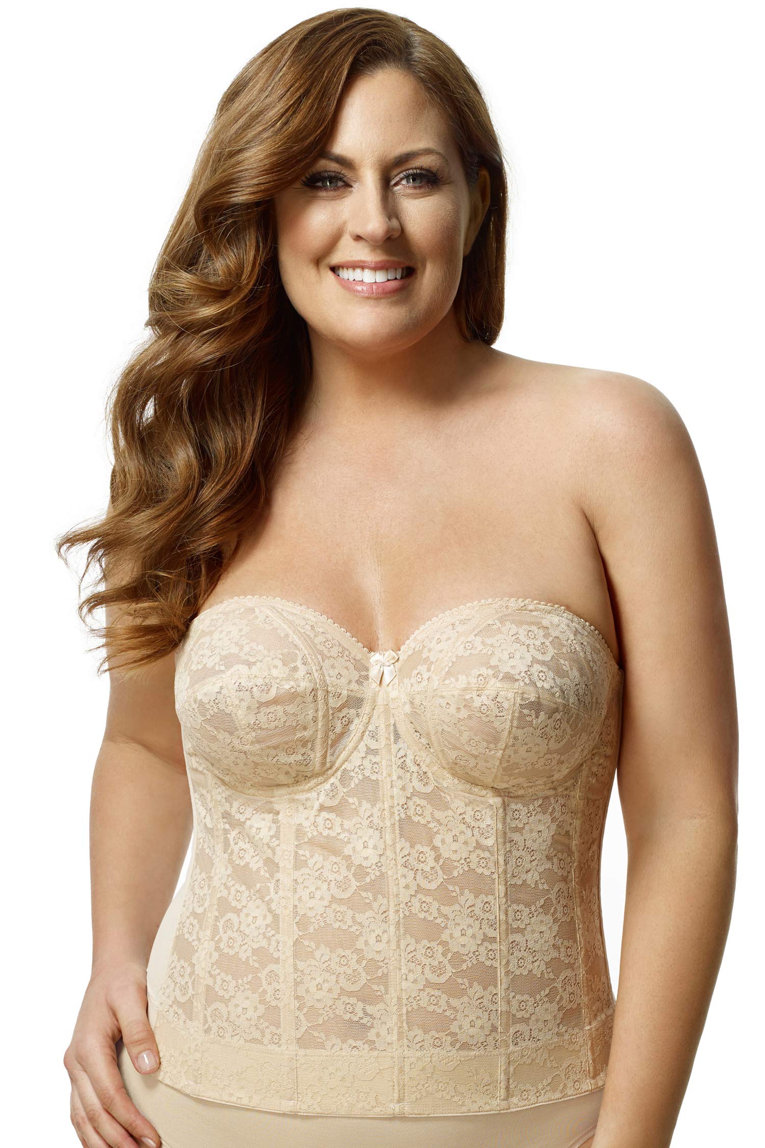 Elila Women's 6621 Lace Strapless Longline Underwire Bra - Comfortable Support for Evening Gowns & Formal Wear