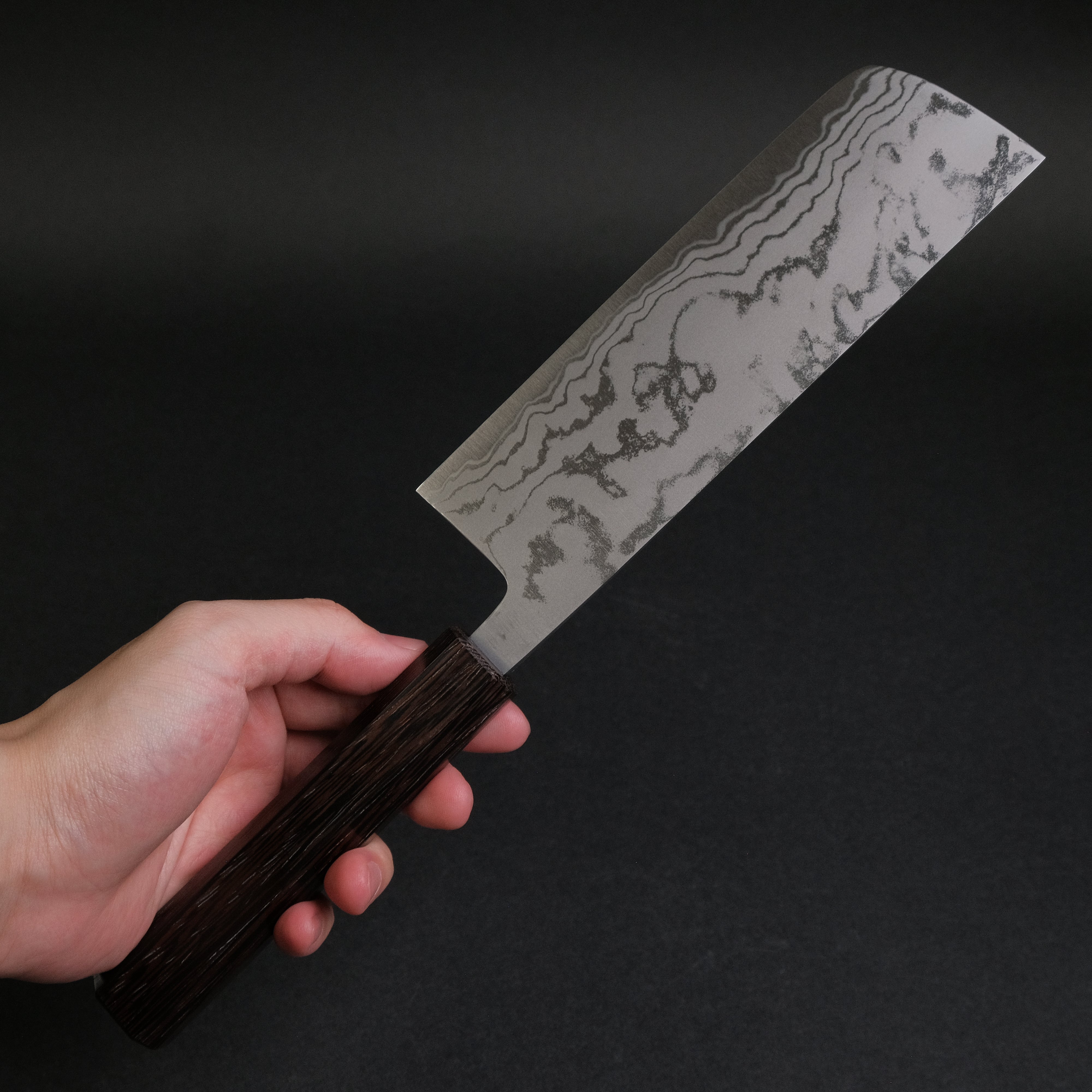 Premium Morihei Kikuyu Blue #2 Damascus Nakiri Knife 165mm - Japanese Wenge Wood Handle - Professional Chef's Knife for Slicing, Dicing & Vegetable Prep - Perfect for Home Cooks & Culinary Enthusiasts