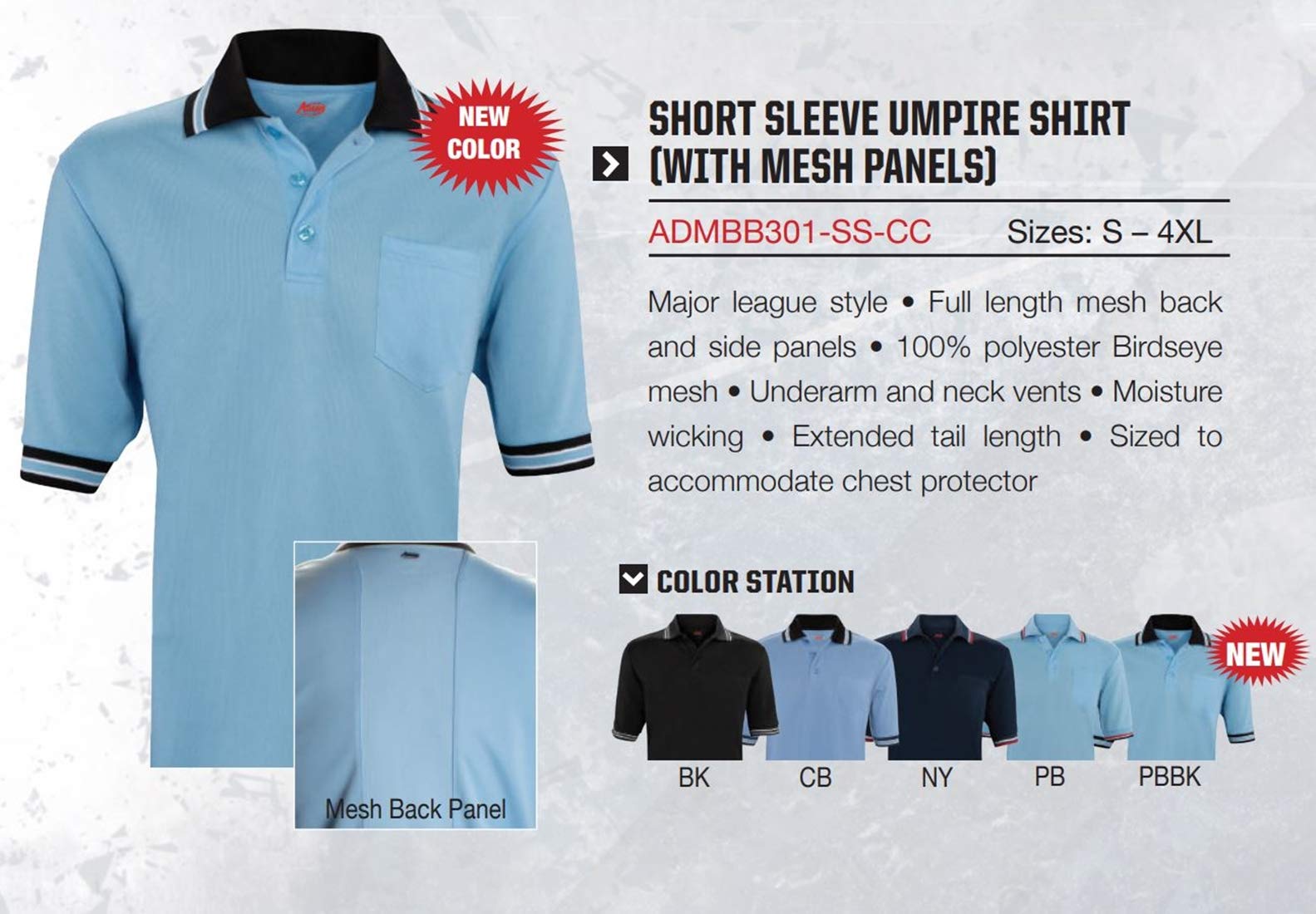 Adams Professional Umpire Shirt for Baseball & Softball - Moisture-Wicking Performance Fabric with Back Vent Design - Ideal for Umpires, Coaches & Officials in Hot Weather Games