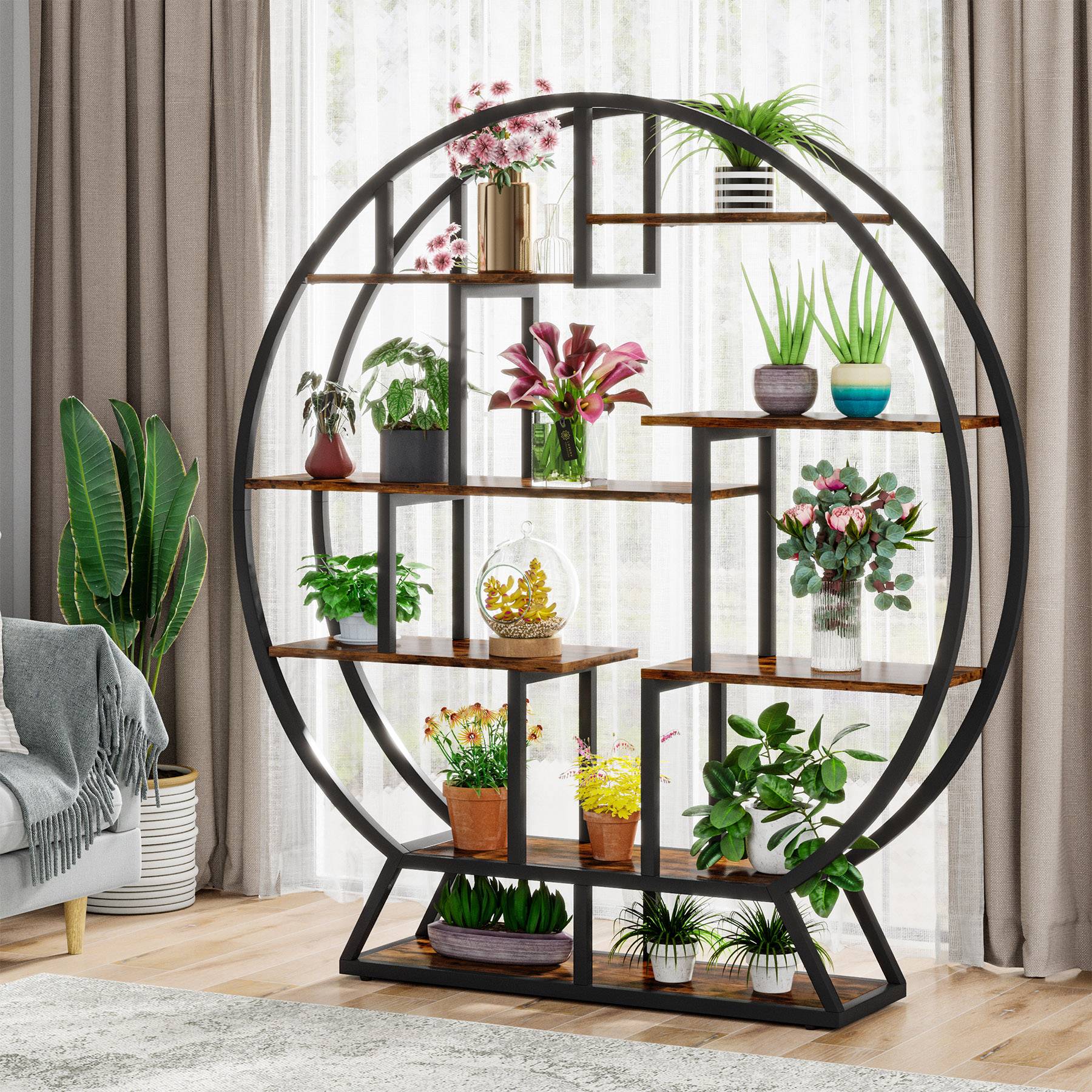 Round Plant Stand with 8 Shelves - 63