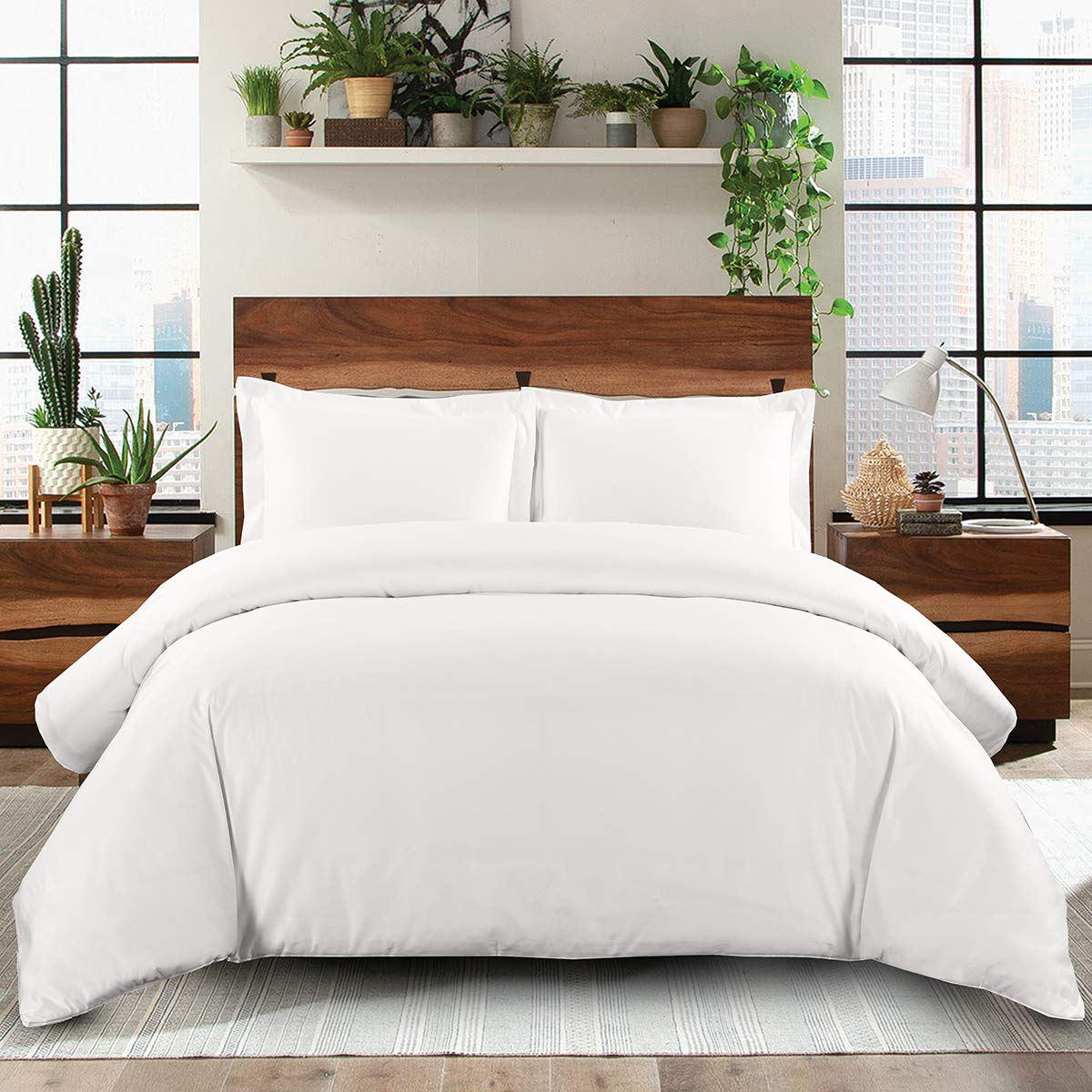 Royal Hotel Bedding 500 Thread Count 100% Cotton King Size Duvet Cover Set - Soft, Breathable & Cool 3-Piece Luxury Duvet Cover with Button Closure (White) for Bedroom, Guest Room & Hotel Decor