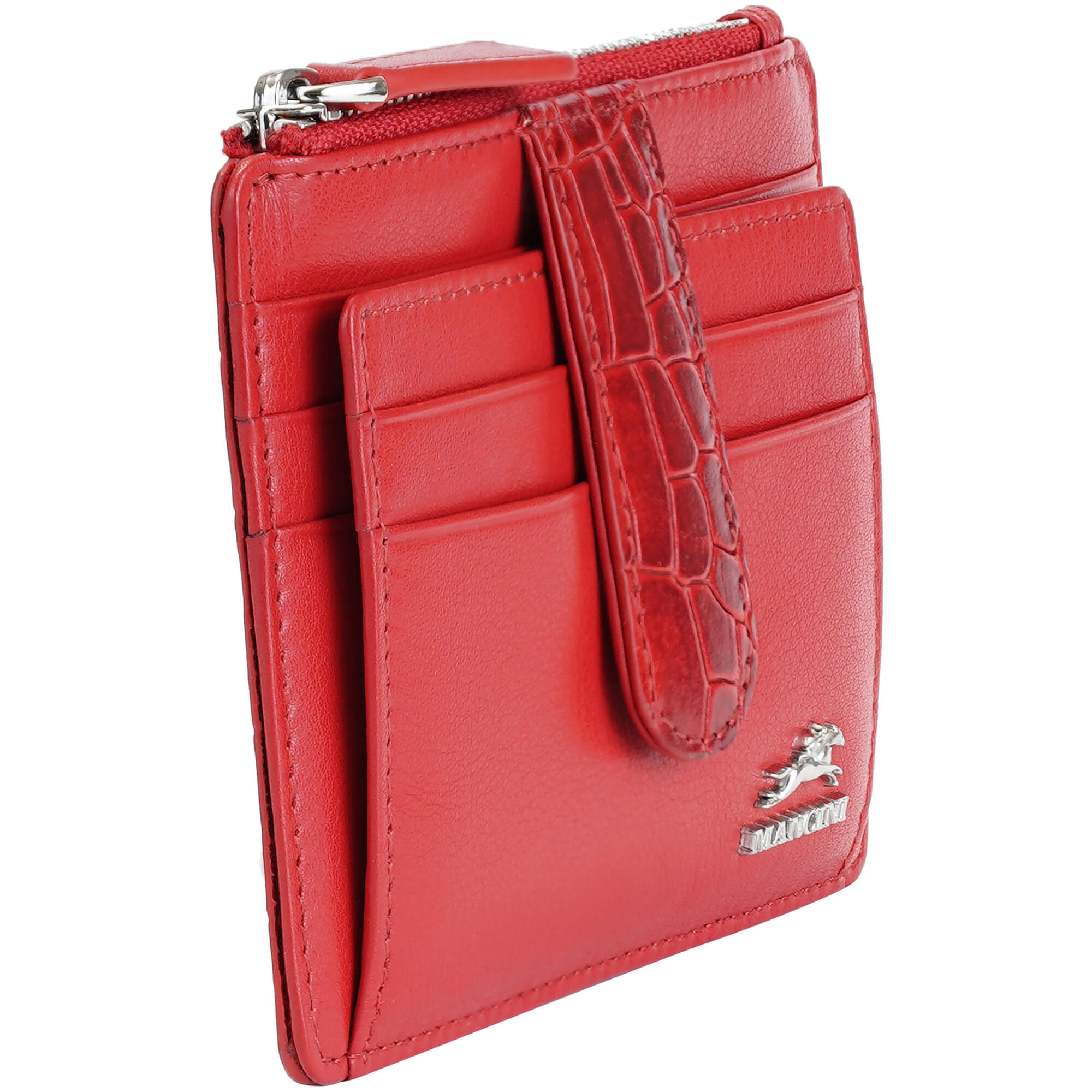 Mancini Croco2 Women's RFID Blocking Card Holder Wallet - Slim & Secure Credit Card Case for Everyday Use, Travel, and Business