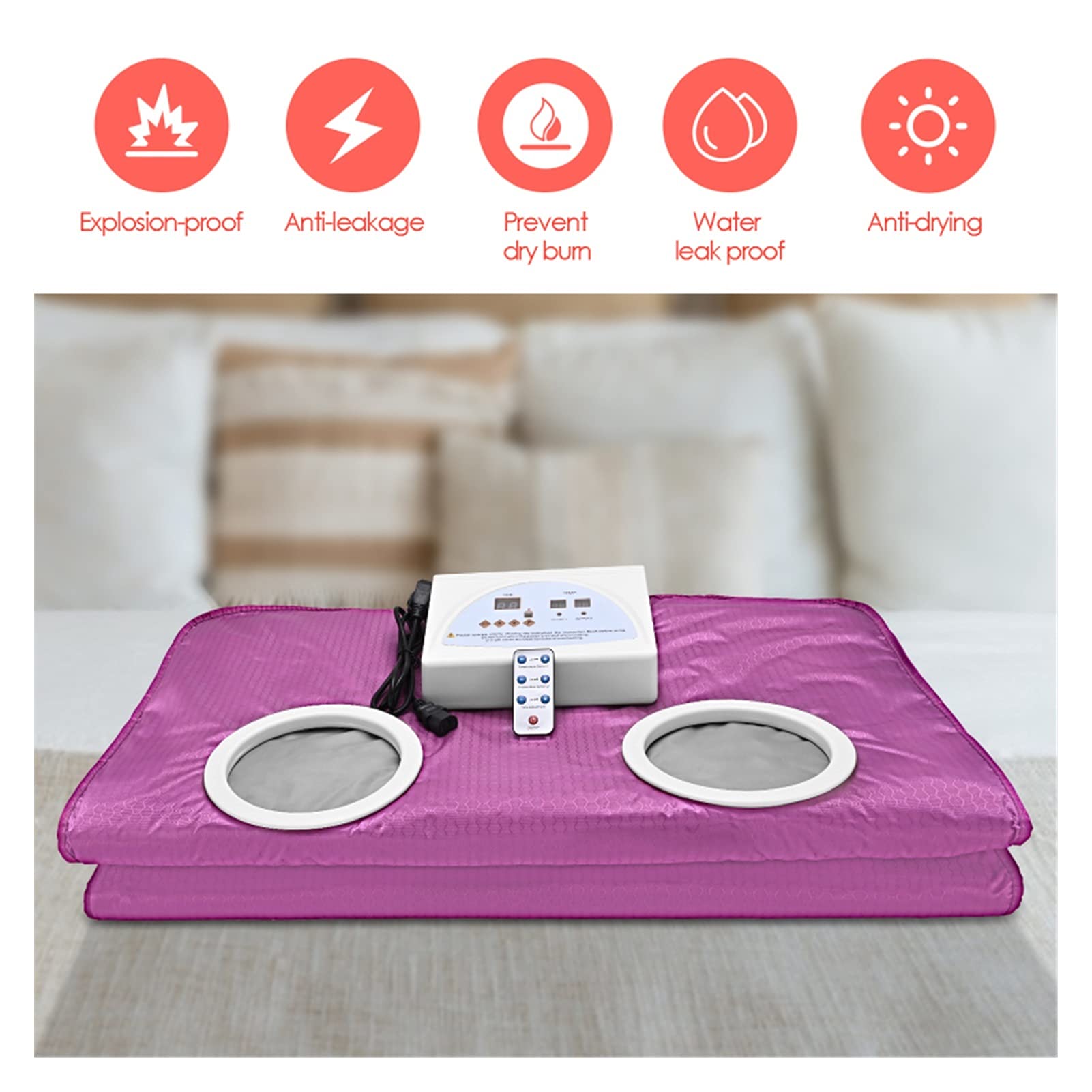 Infrared Sauna Blanket for Weight Loss & Detox - Portable Stretchy Hand Sleeve Design with Digital Temperature Control - Pink Home Spa Blanket for Relaxation & Body Shaping | Perfect for Home Use, Yoga Recovery & Post-Workout Relaxation
