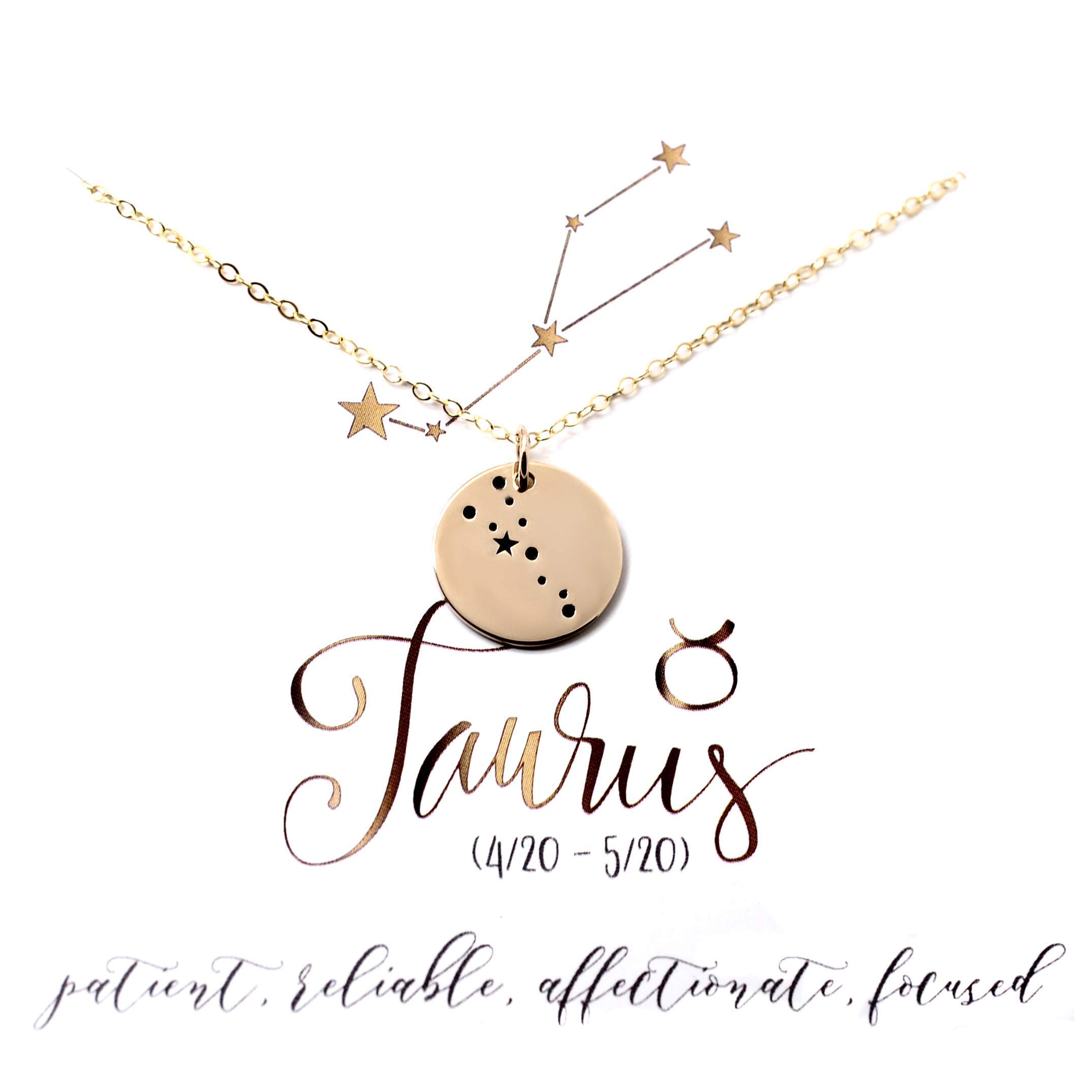 14K Gold Taurus Zodiac Necklace - Perfect Gift for Her & Astrology Lovers