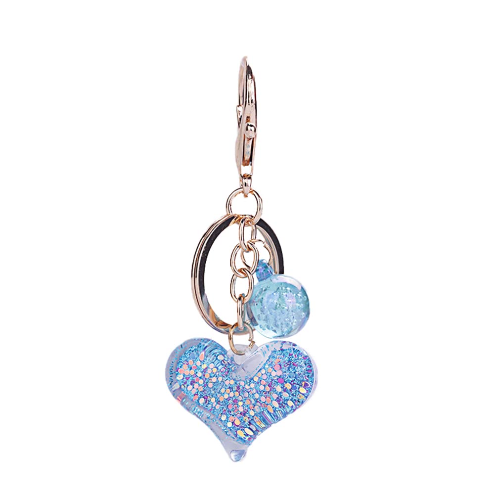 PHEZEN Cute Transparent Heart Keychain - Shining Sequin Acrylic Couple Keychain with Love Pendant - Kawaii Gift for Valentine's Day, Anniversary & Couples Accessories - Perfect for Keys, Bags & Backpacks