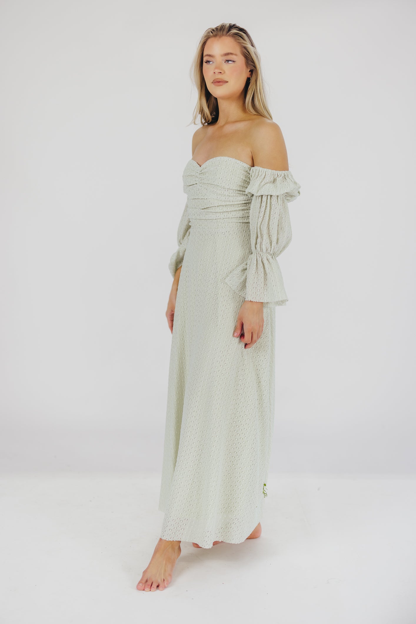 Corrine Tiered Sleeve Maxi Dress with Pockets - Bump Friendly Maternity Dress, Inclusive Sizing (S-3XL) in Refreshing Mint Green | Perfect for Baby Showers, Beach Vacations & Summer Weddings