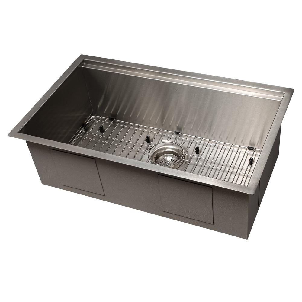 ZLINE Garmisch 30-Inch Undermount Single Bowl Stainless Steel Kitchen Sink with Bottom Grid & Accessories (SLS 30) - Perfect for Modern Kitchens, Remodeling & Chef-Inspired Cooking Spaces