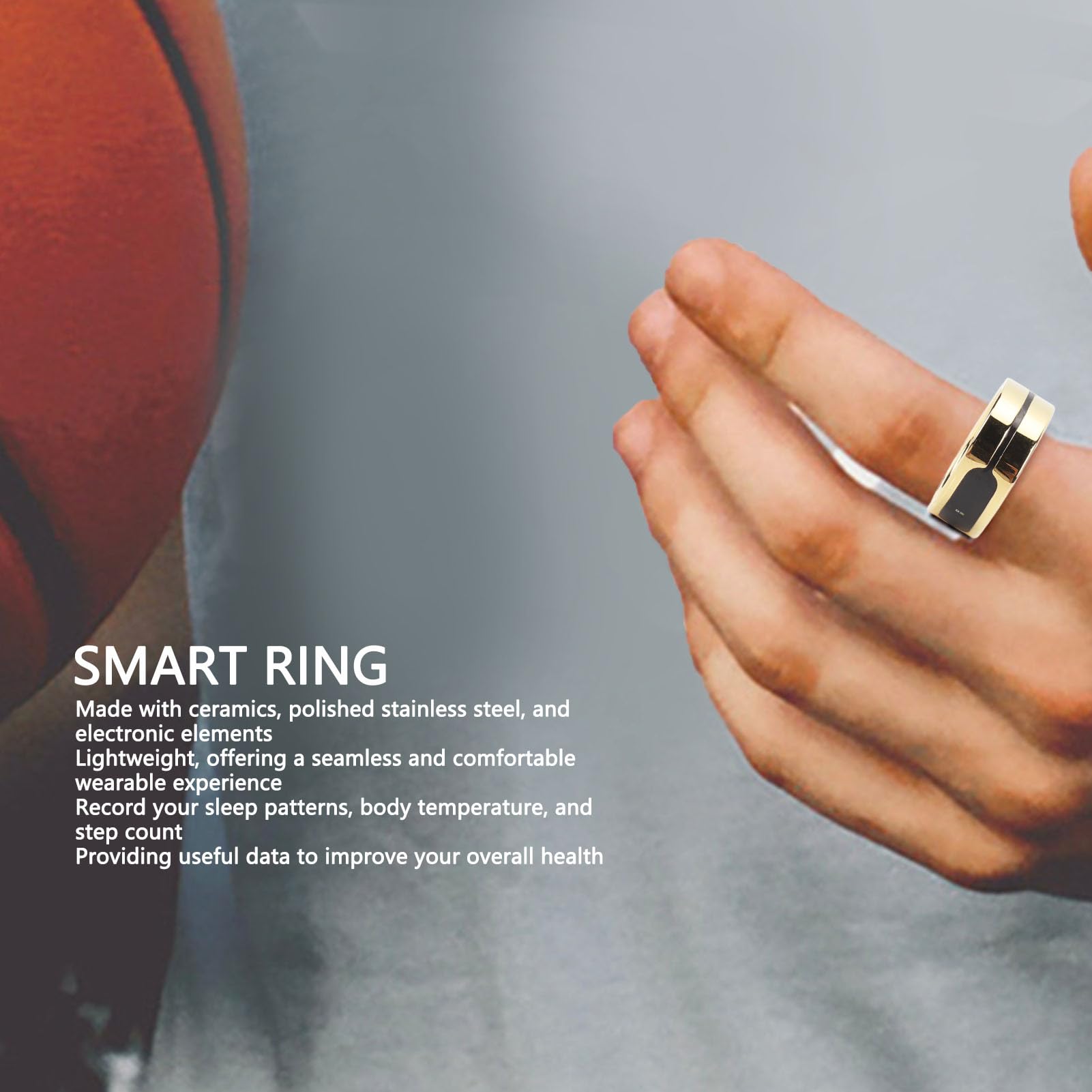 Tosuny Smart Ring Fitness Tracker with Sleep Monitoring, Step Counter, Body Temperature Sensor & Long Standby - Perfect for Sleep Tracking, Daily Activity Monitoring & Health Management