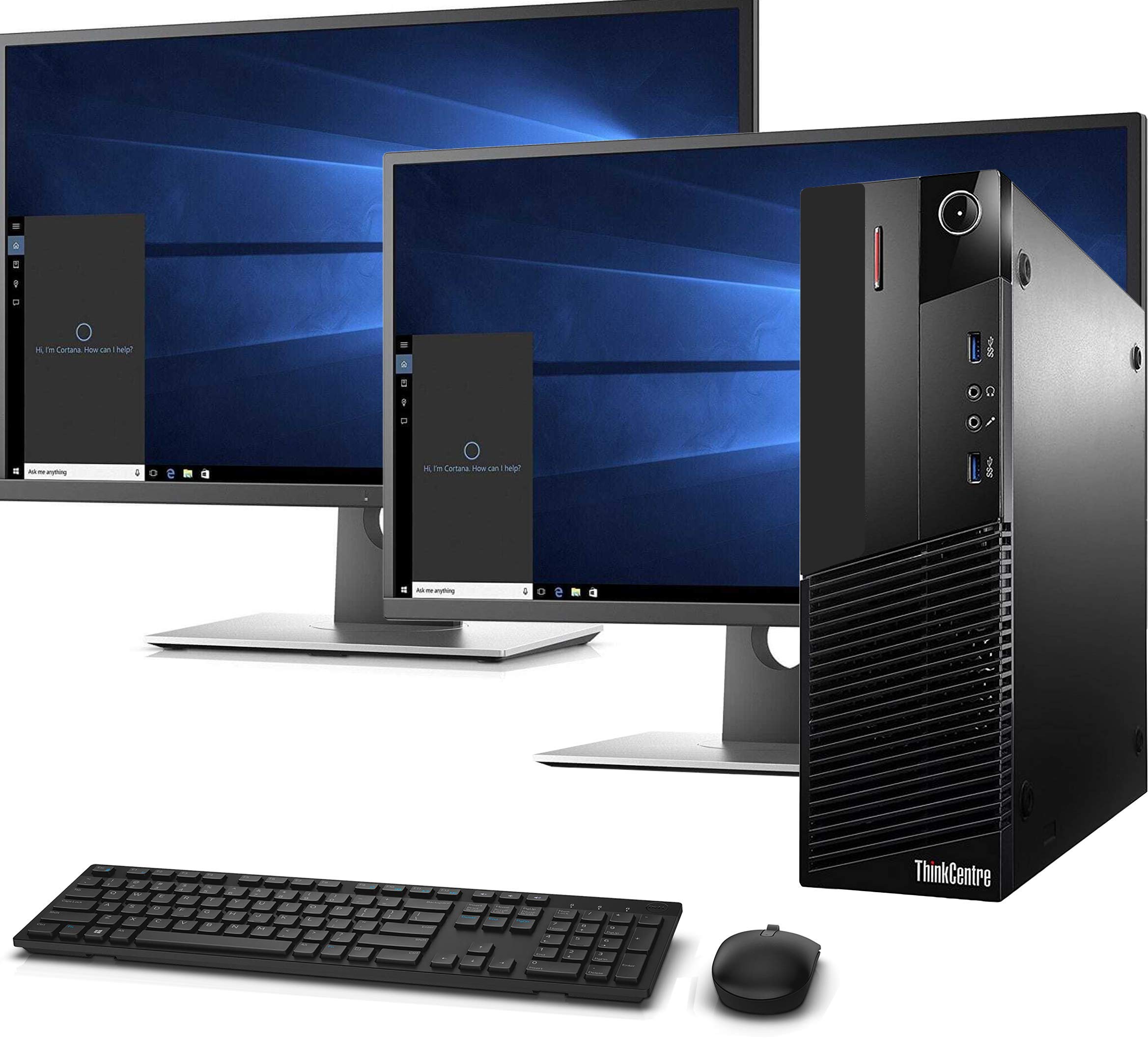 Lenovo M93P SFF Desktop PC - Intel Core i7 3.4GHz, 16GB RAM, 128GB M.2 SSD + 2TB HDD, WiFi/Bluetooth, Wireless Keyboard & Mouse, Dual 23.8