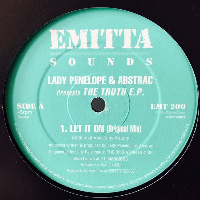 Abstract - Lady Penelope 'The Truth EP' Vinyl Record | EMT 200 Emitta Sounds | Limited Edition Electronic Music for DJs & Collectors | Perfect for Nightclubs & Home Listening