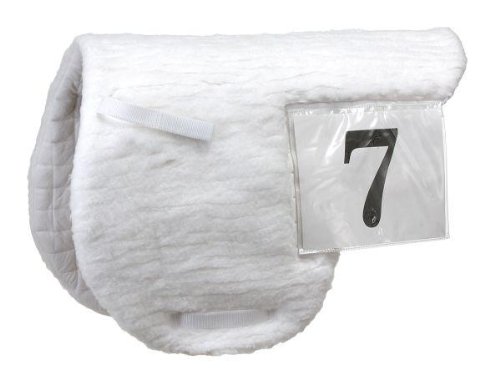 Equiroyal Fleece English Saddle Pad with Removable Plastic Number Sleeve - Horse Riding Competition & Training Accessory for Equestrian Sports