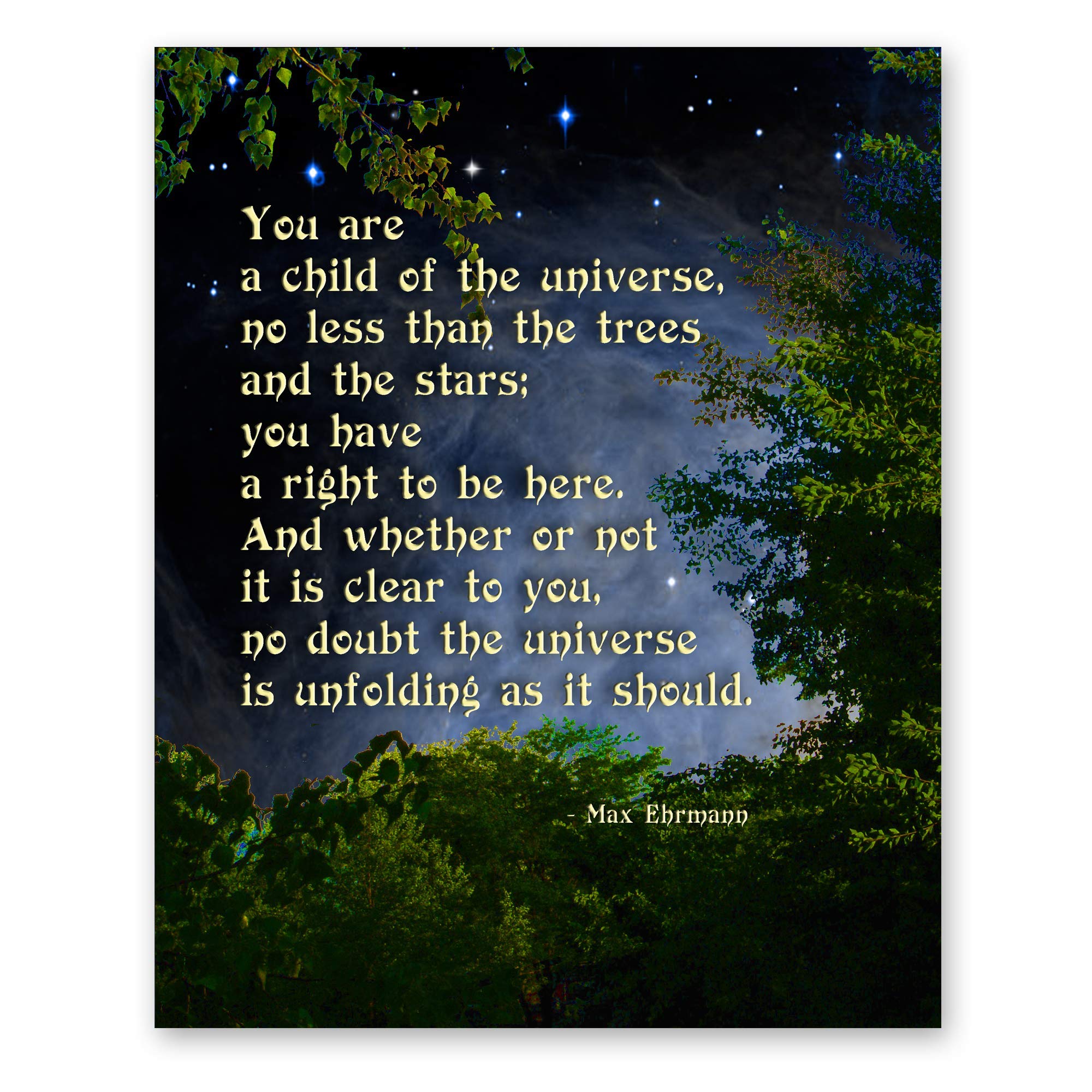 Child of the Universe Desiderata Poem by Max Ehrmann - Inspirational Night Sky Art Print 8x10 - Perfect for Nursery Decor, Home Wall Art & Thoughtful Gift Ideas