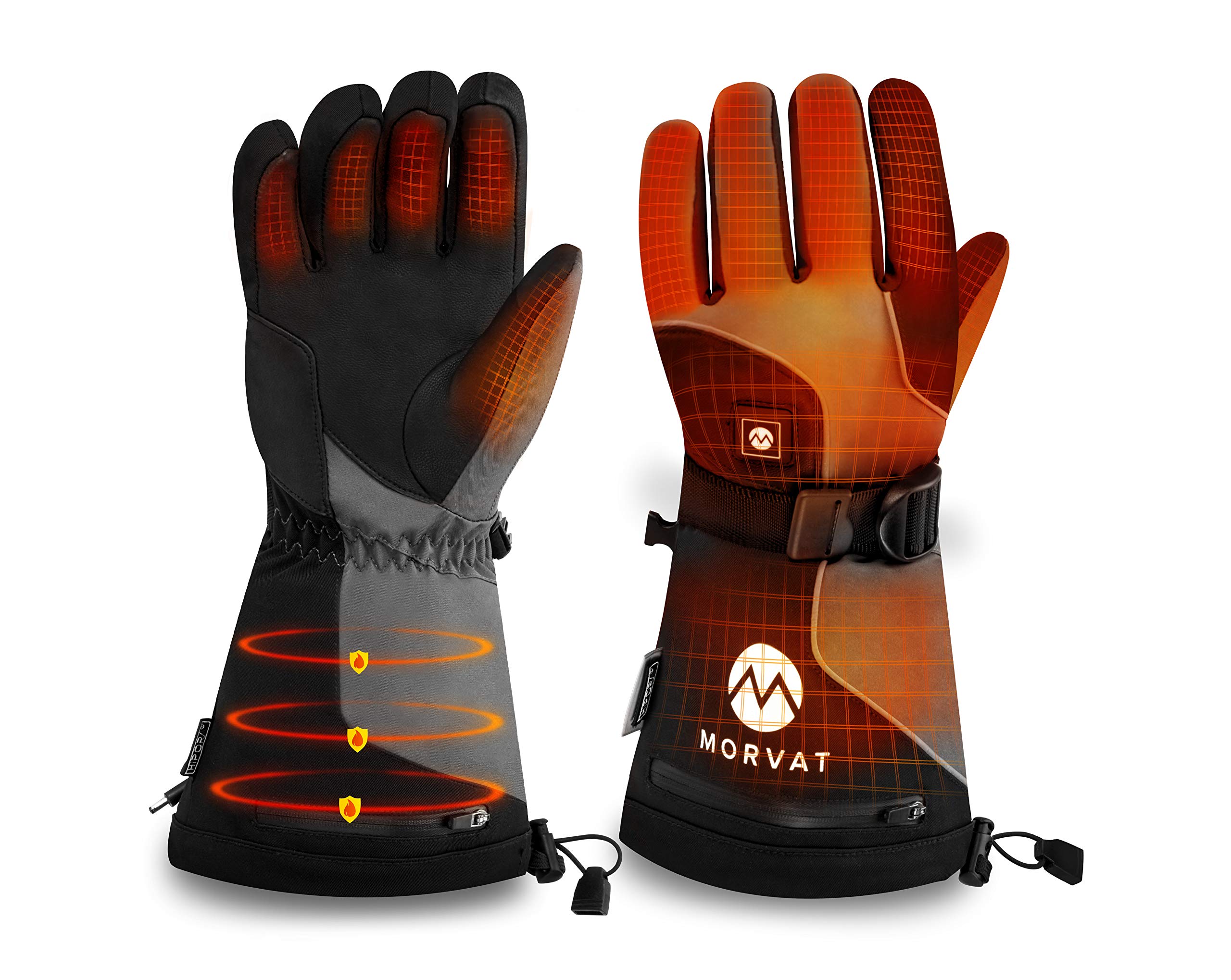 Morvat Rechargeable Heated Gloves for Men & Women - 16+ Hours Battery Life, Includes 4 Rechargeable Batteries | Electric Warming Gloves for Skiing, Motorcycling & Outdoor Work | Cold Weather Gear for Winter Sports & Activities