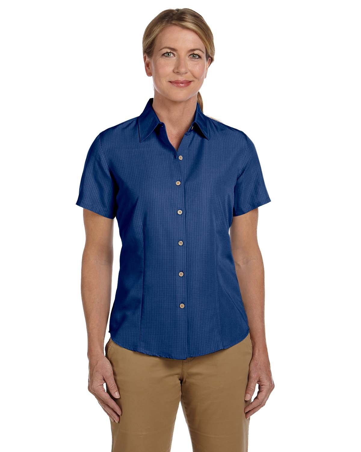 Women's Barbados Textured Camp Shirt - Small Size in Pool Blue | Casual Summer Beachwear & Vacation Outfit