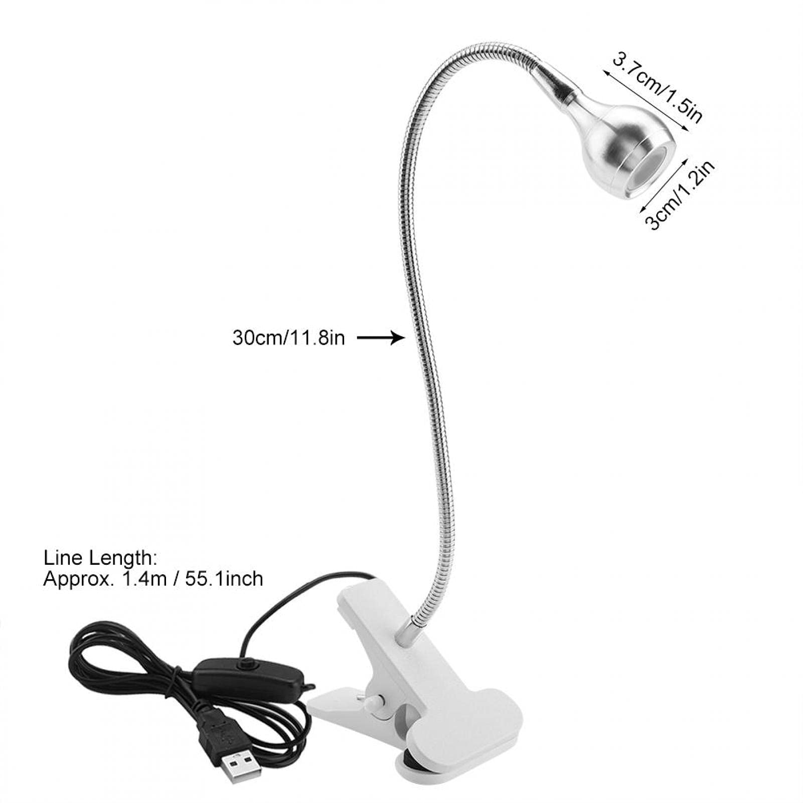 USB LED Gooseneck Desk Lamp with Clip - Adjustable Eye-Caring Reading Light for Home, Office & Study (Silver Warm White) | Perfect for Night Reading, Computer Work & Bedside Lighting