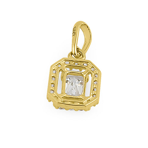 14K Solid Yellow Gold Emerald Cut Cubic Zirconia Pendant Necklace - Elegant Jewelry Gift for Women, Perfect for Weddings, Anniversaries & Special Occasions