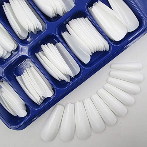 Extreme Arch Acrylic Nail Set - 100PCS Transparent False Nails with Storage Case for Salon & DIY | Dramatic Nail Extensions, Reusable Fake Nails (White) - Perfect for Parties, Weddings & Special Occasions