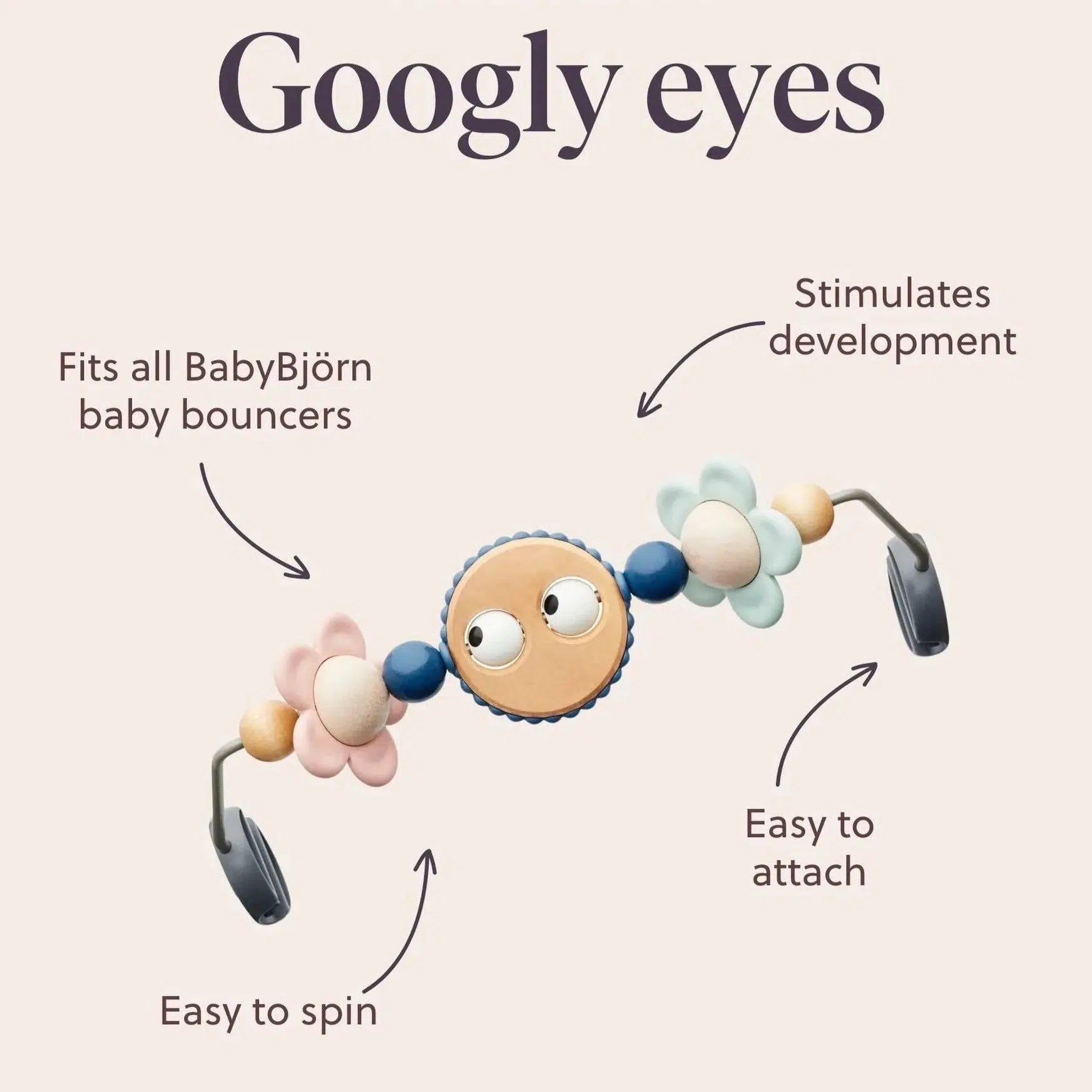Baby Bjorn Balance Toy Bar with Pastel Googly Eyes - Interactive Developmental Toy for Babies & Toddlers - Perfect for Playtime, Sensory Stimulation & Motor Skills Development