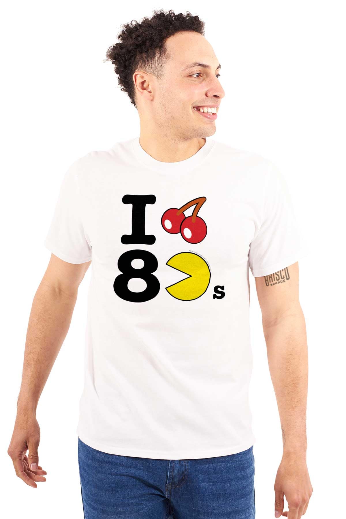Pacman I Love The 80s Retro Cherry Fruit Graphic T-Shirt for Men & Women - Vintage Gaming Tee for Casual Wear & 80s Theme Parties
